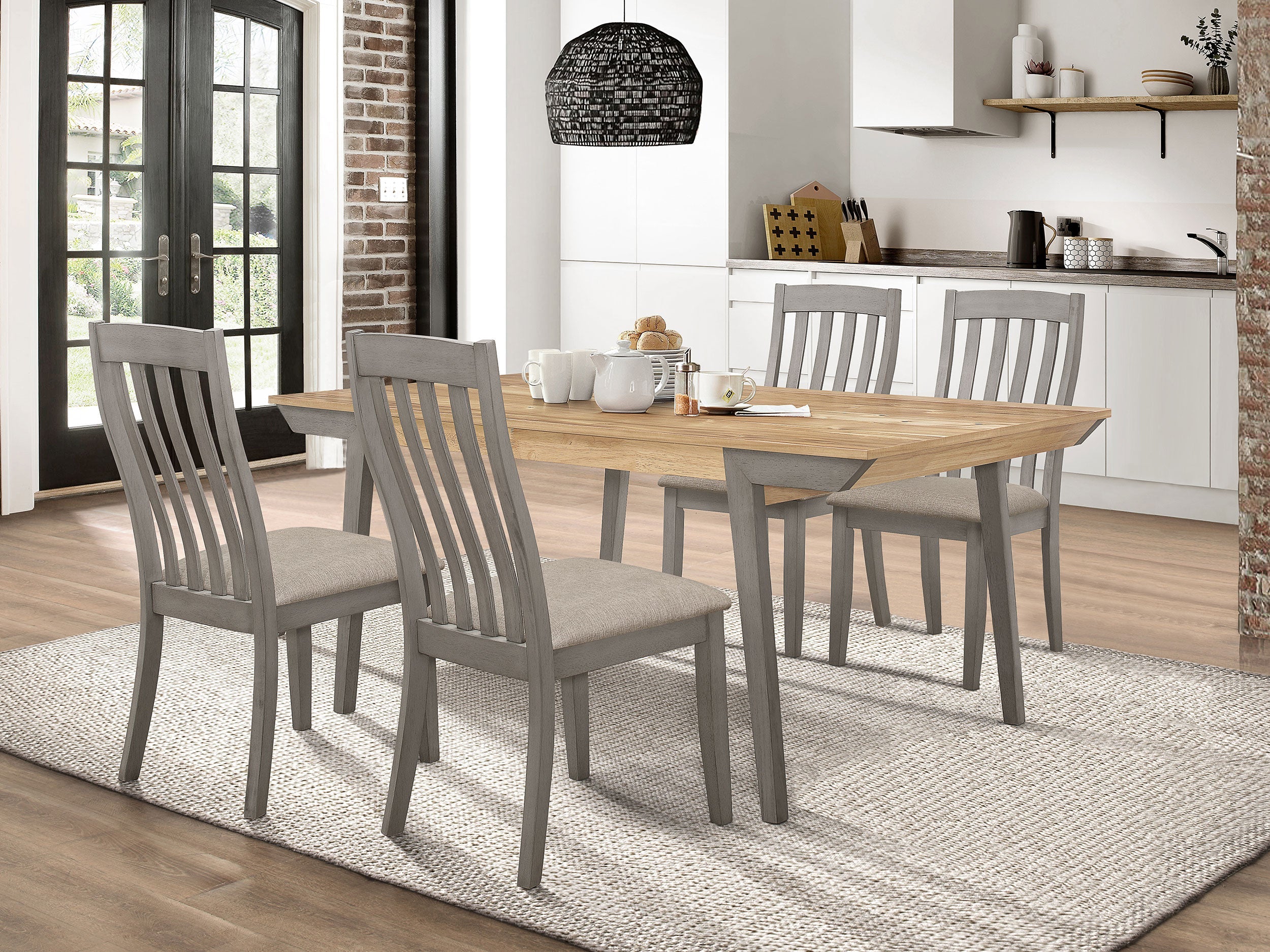 Nogales Rectangular Dining Table Set Coastal Grey