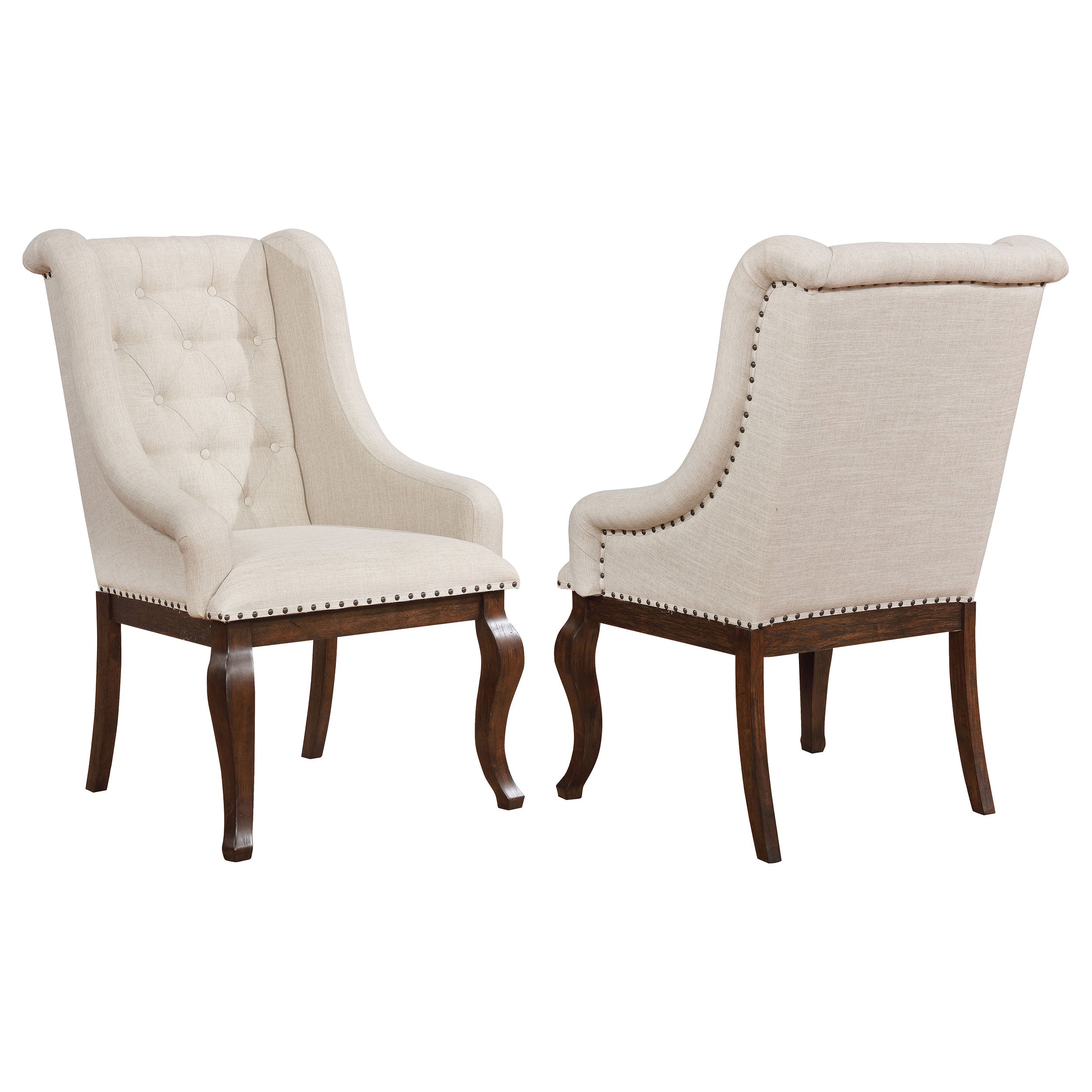 Brockway Upholstered Arm Chair Barley Brown (Set of 2)