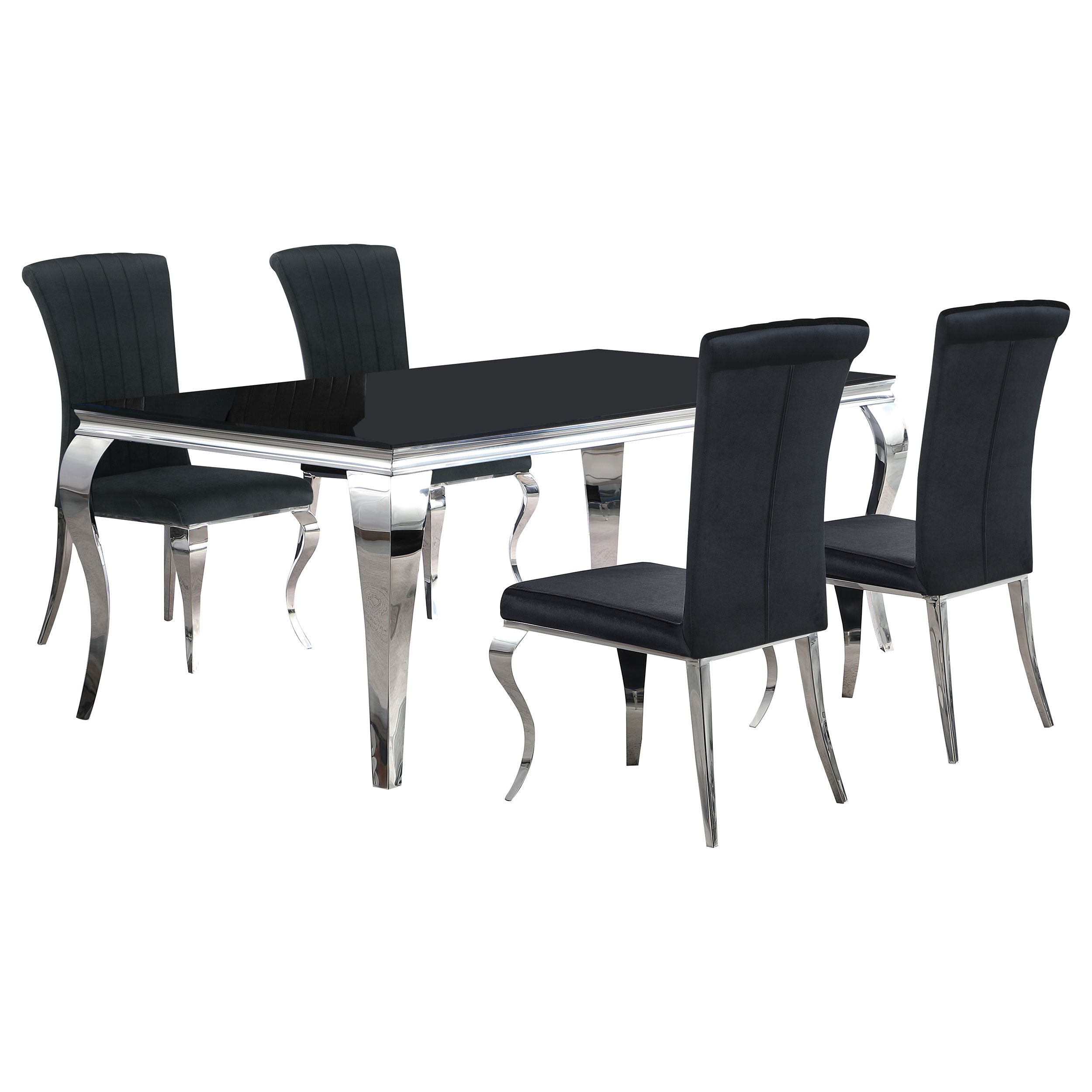 Carone  81-inch Rectangular Black Glass Dining Set Black