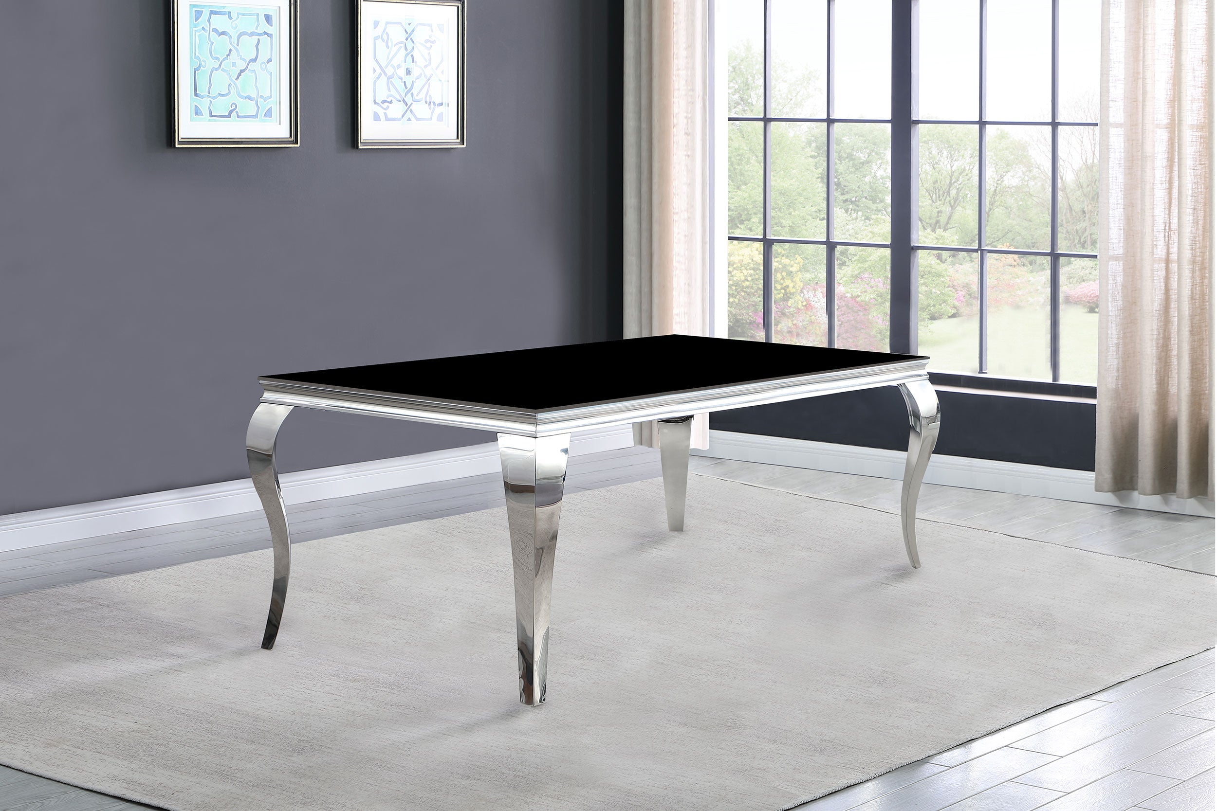 Carone Rectangular 61-inch Glass Top Dining Table Black