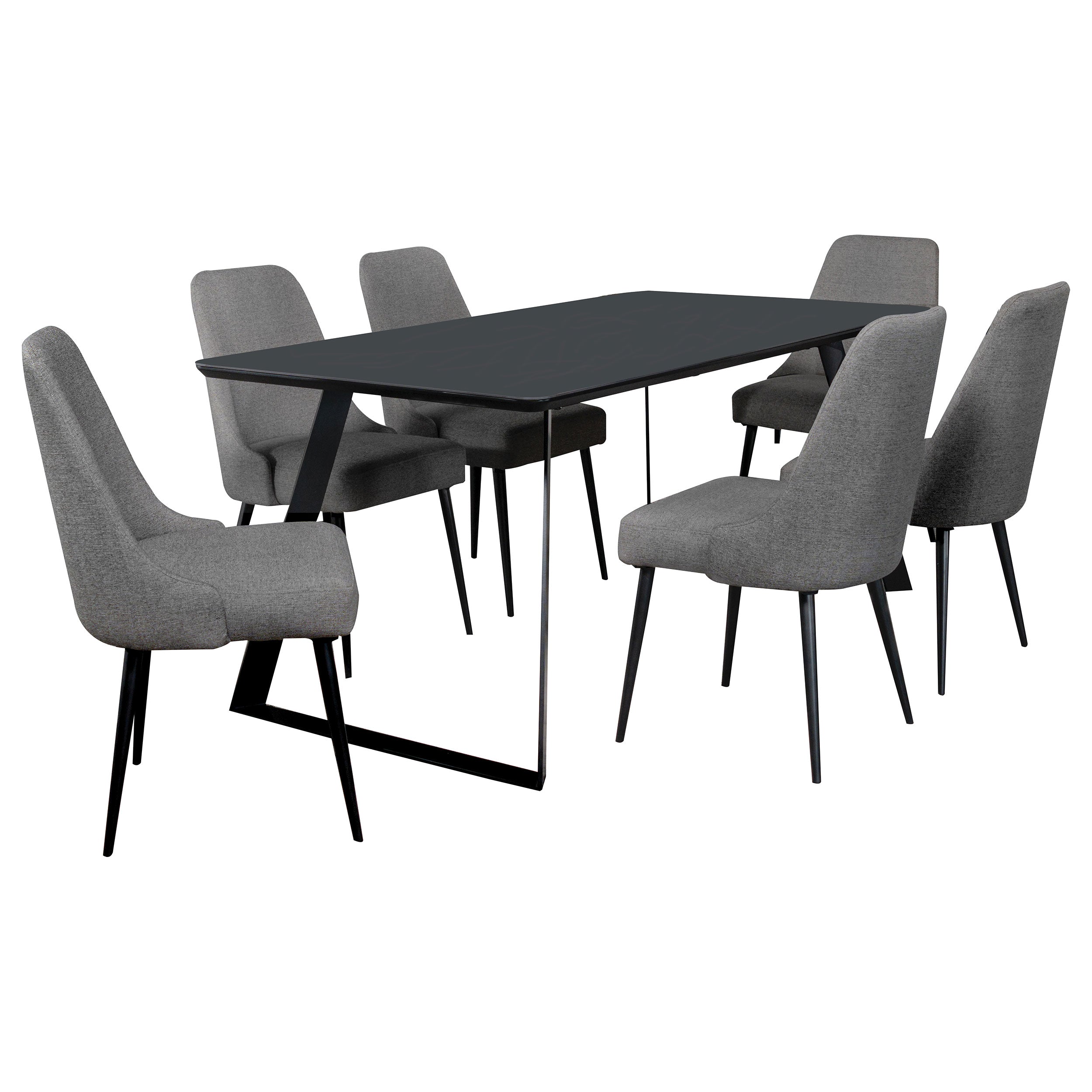 Smith  Rectangular Ceramic Top Dining Table Set Black
