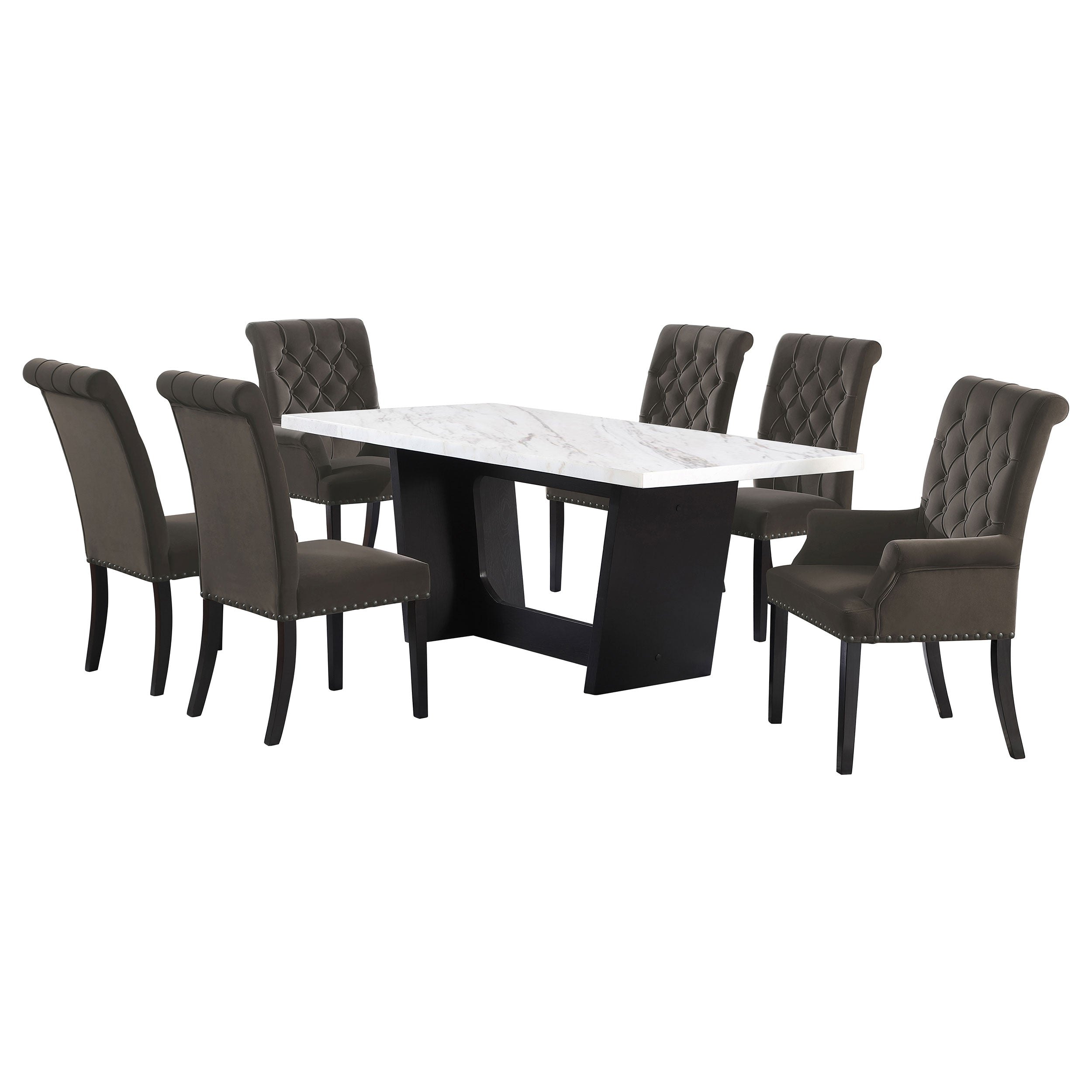 Sherry  Rectangular Marble Top Dining Table Set Brown
