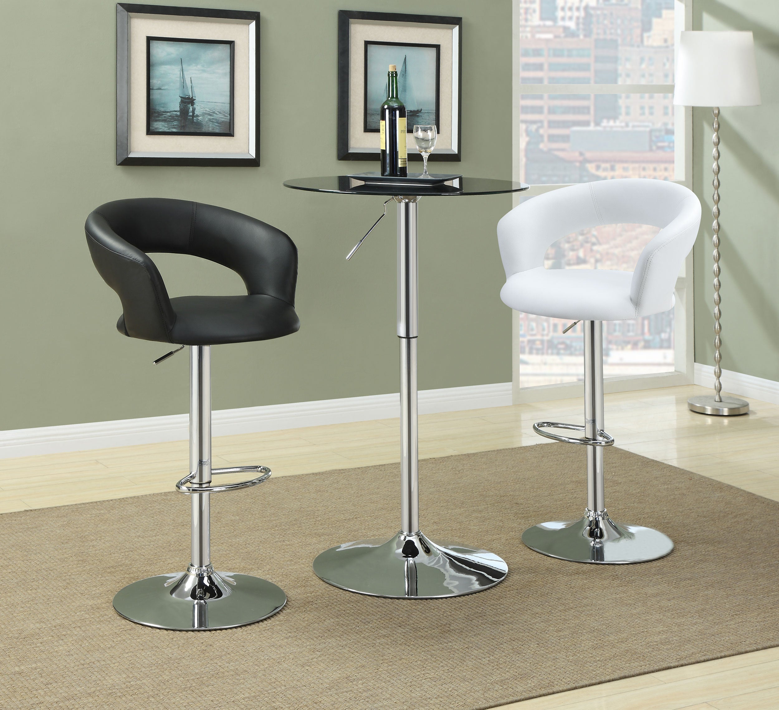 Barraza 29-inch Adjustable Height Bar Stool Black / White and Chrome