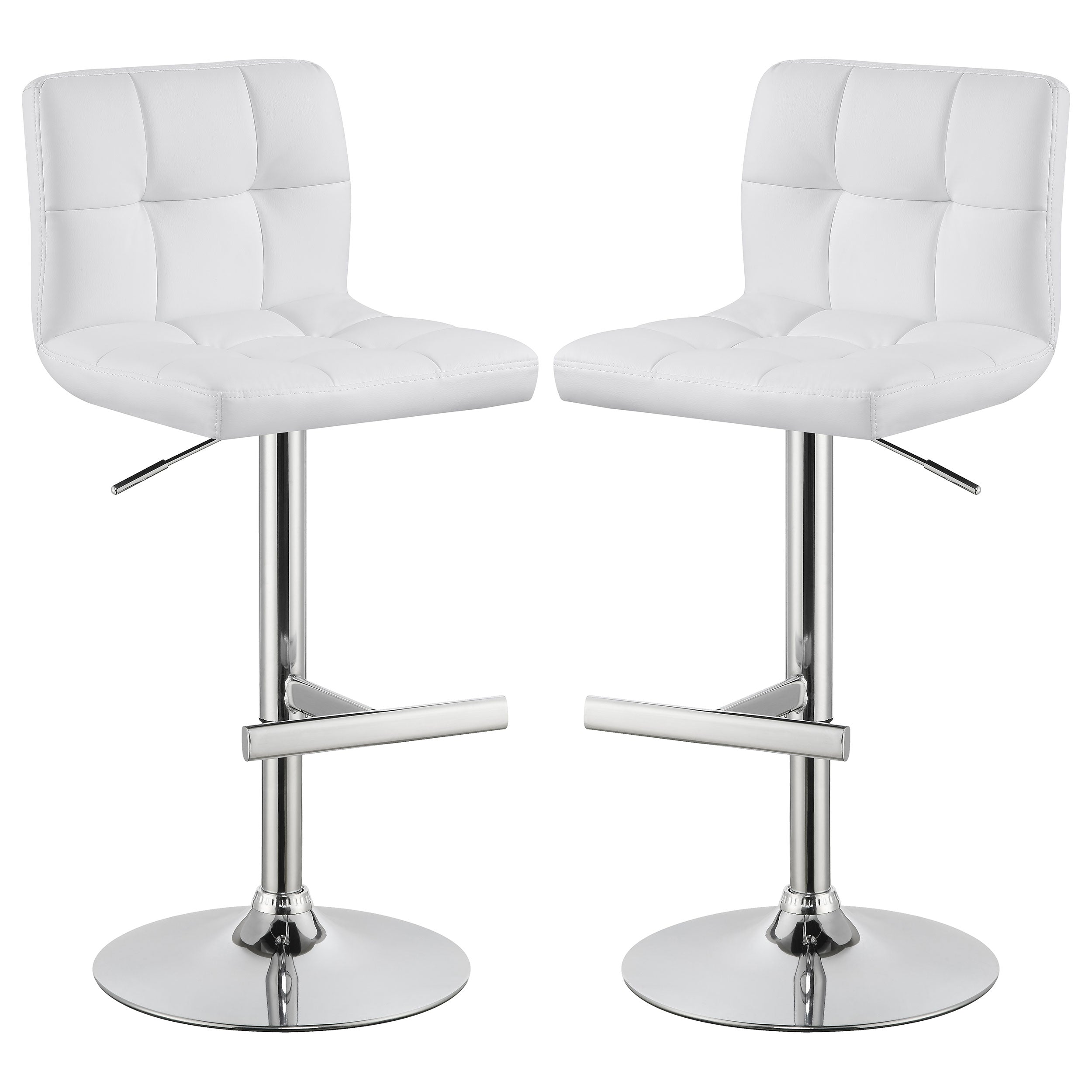 Lenny Upholstered Adjustable Bar Stool Black / White (Set of 2)