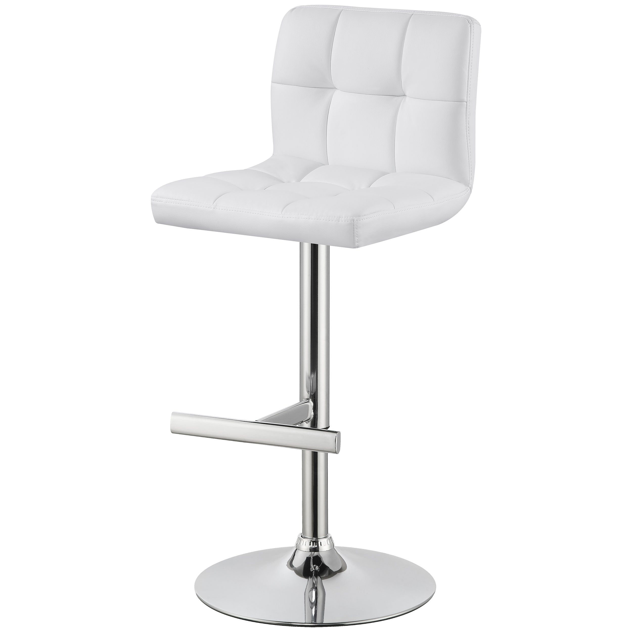 Lenny Upholstered Adjustable Bar Stool Black / White (Set of 2)