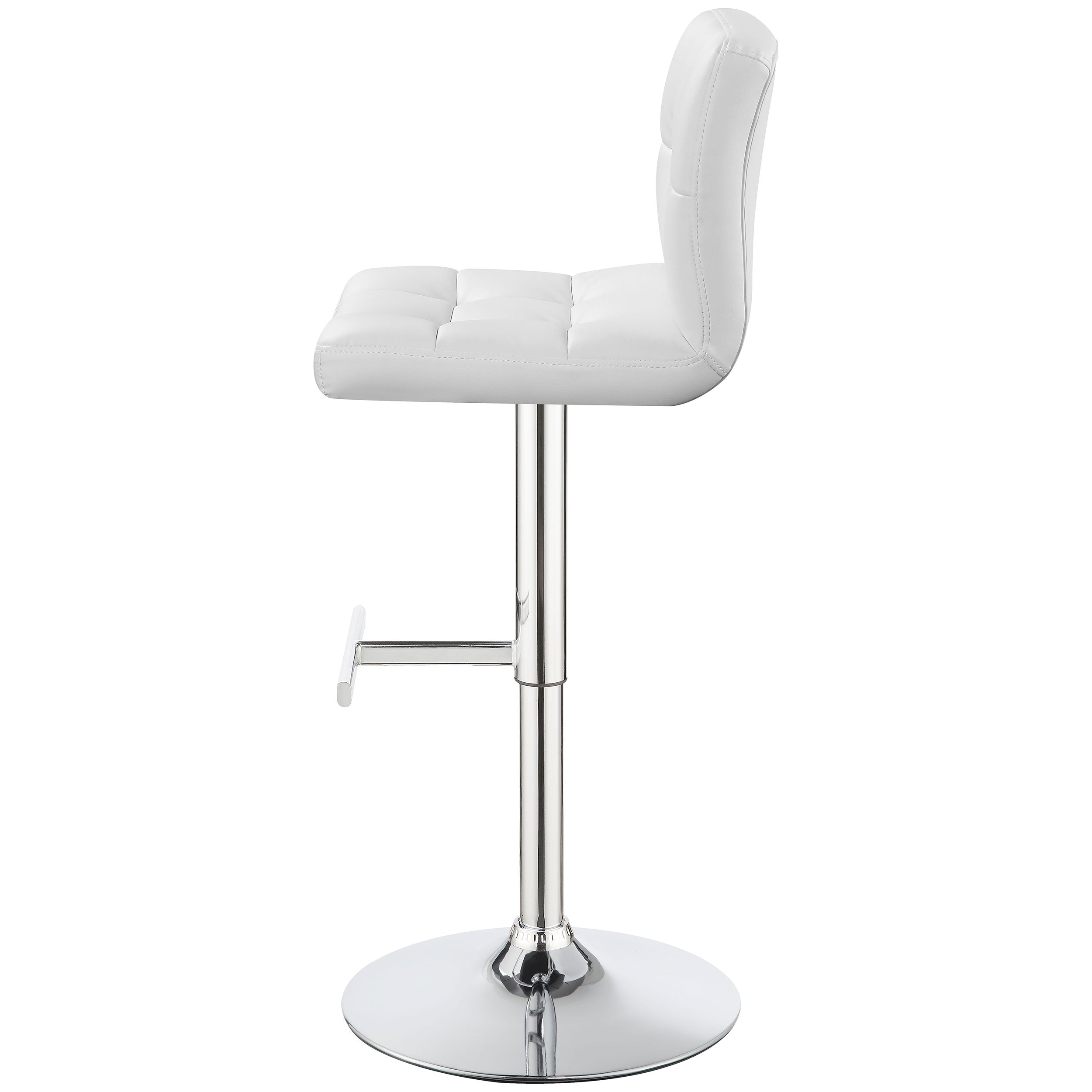 Lenny Upholstered Adjustable Bar Stool Black / White (Set of 2)