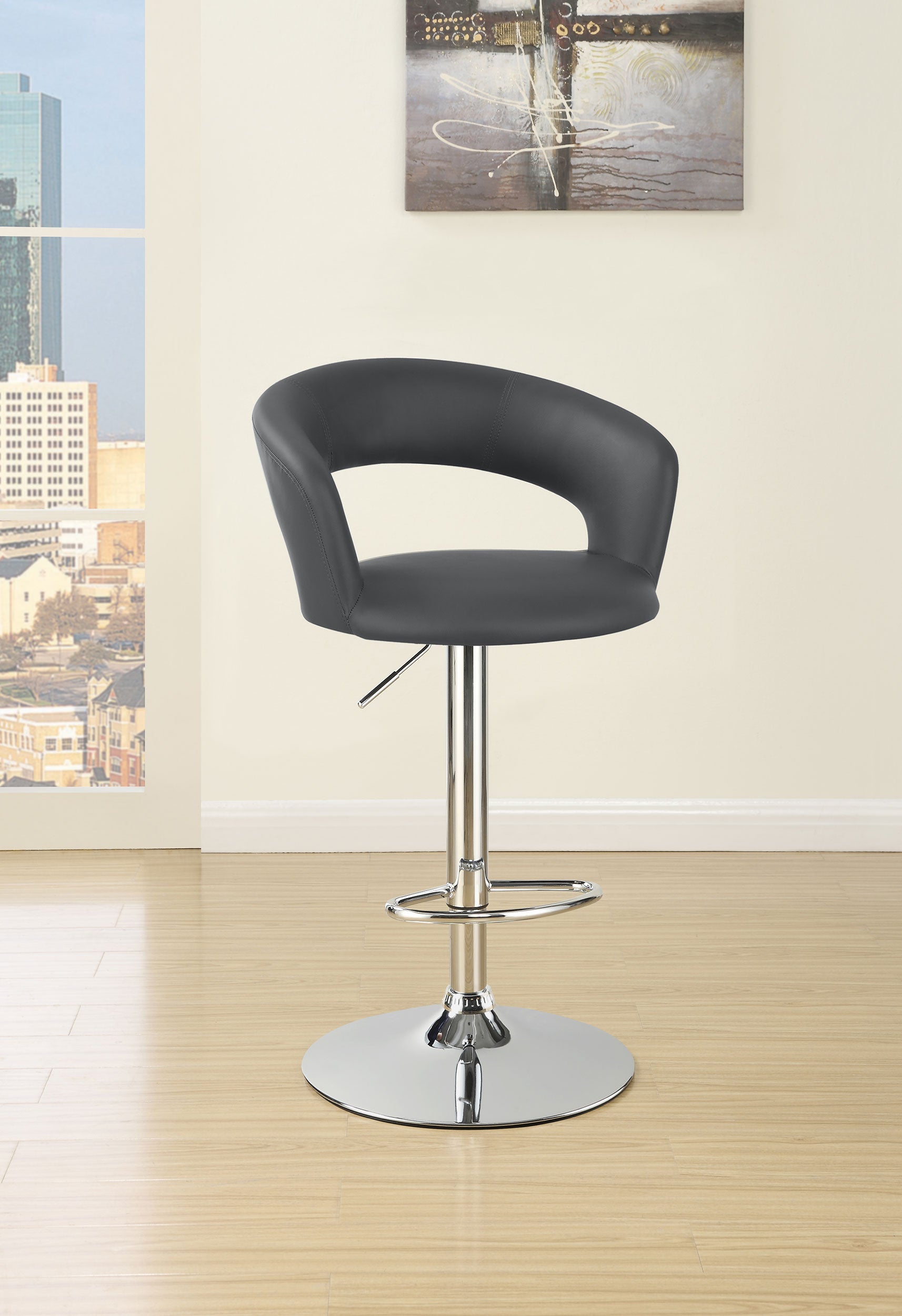 Barraza 29-inch Adjustable Height Bar Stool Grey and Chrome