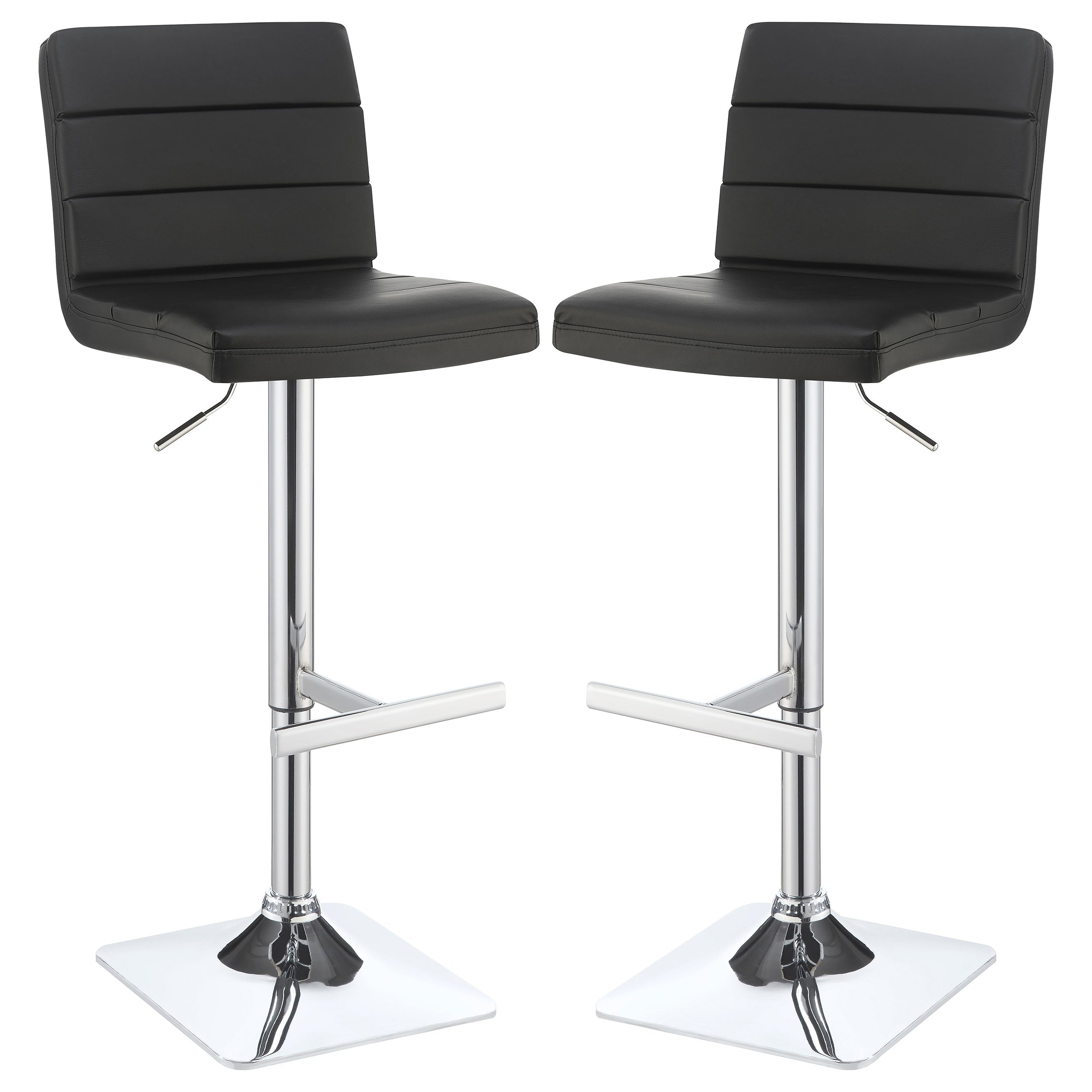 Bianca Upholstered Adjustable Bar Stool Black (Set of 2)