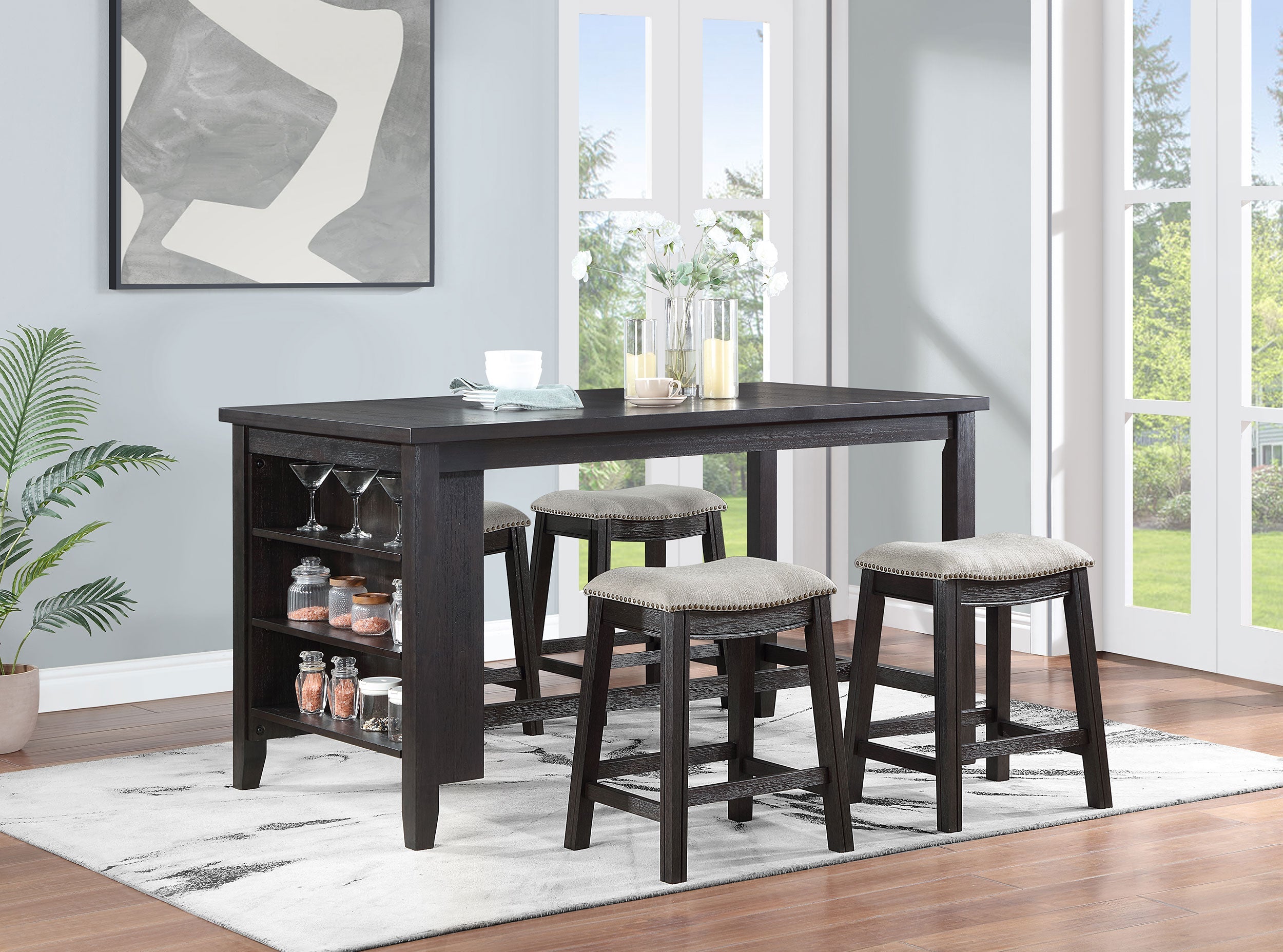 Elliston Counter Height Dining Table Set Dark Grey