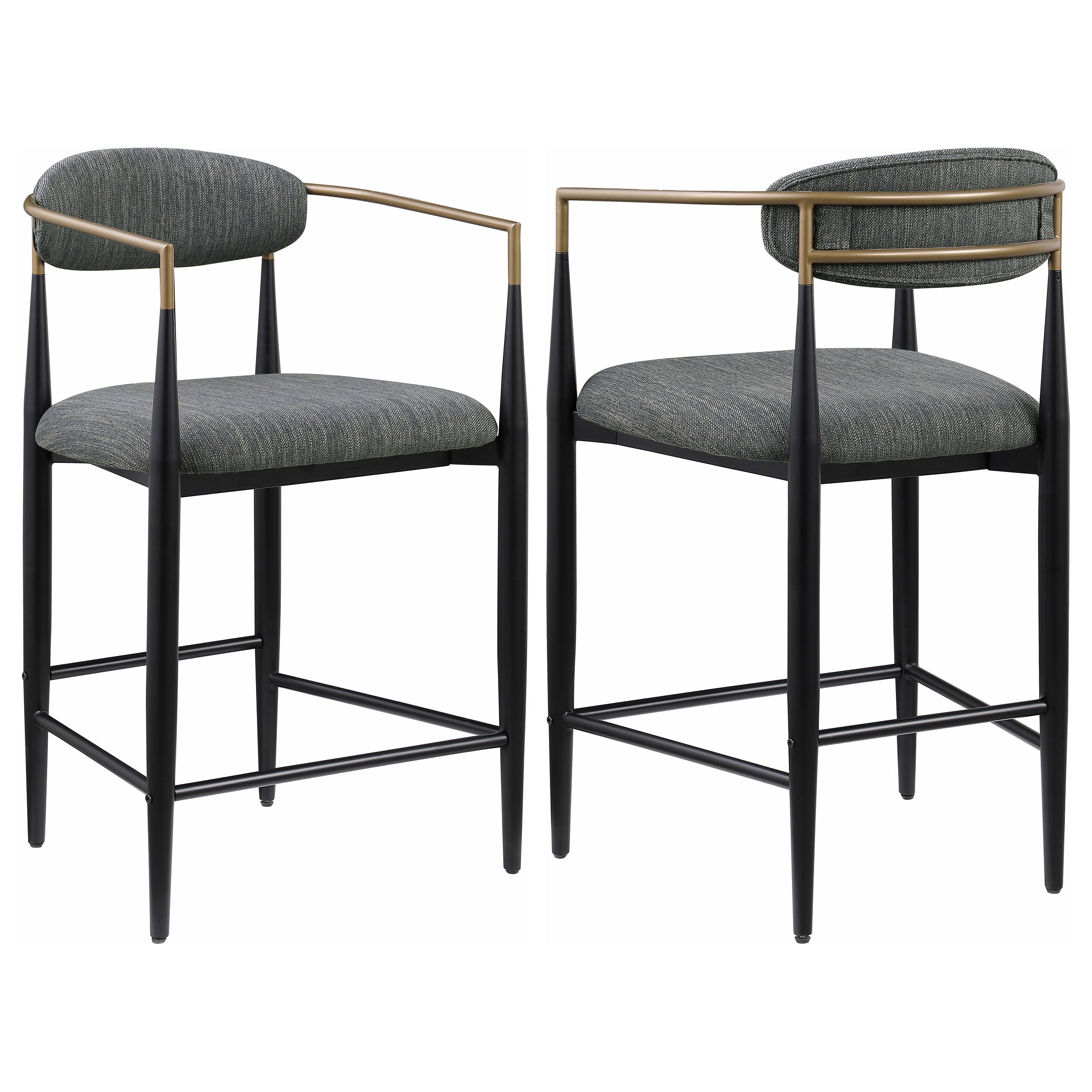 Tina Fabric Upholstered Bar Chair Dark Grey (Set of 2)