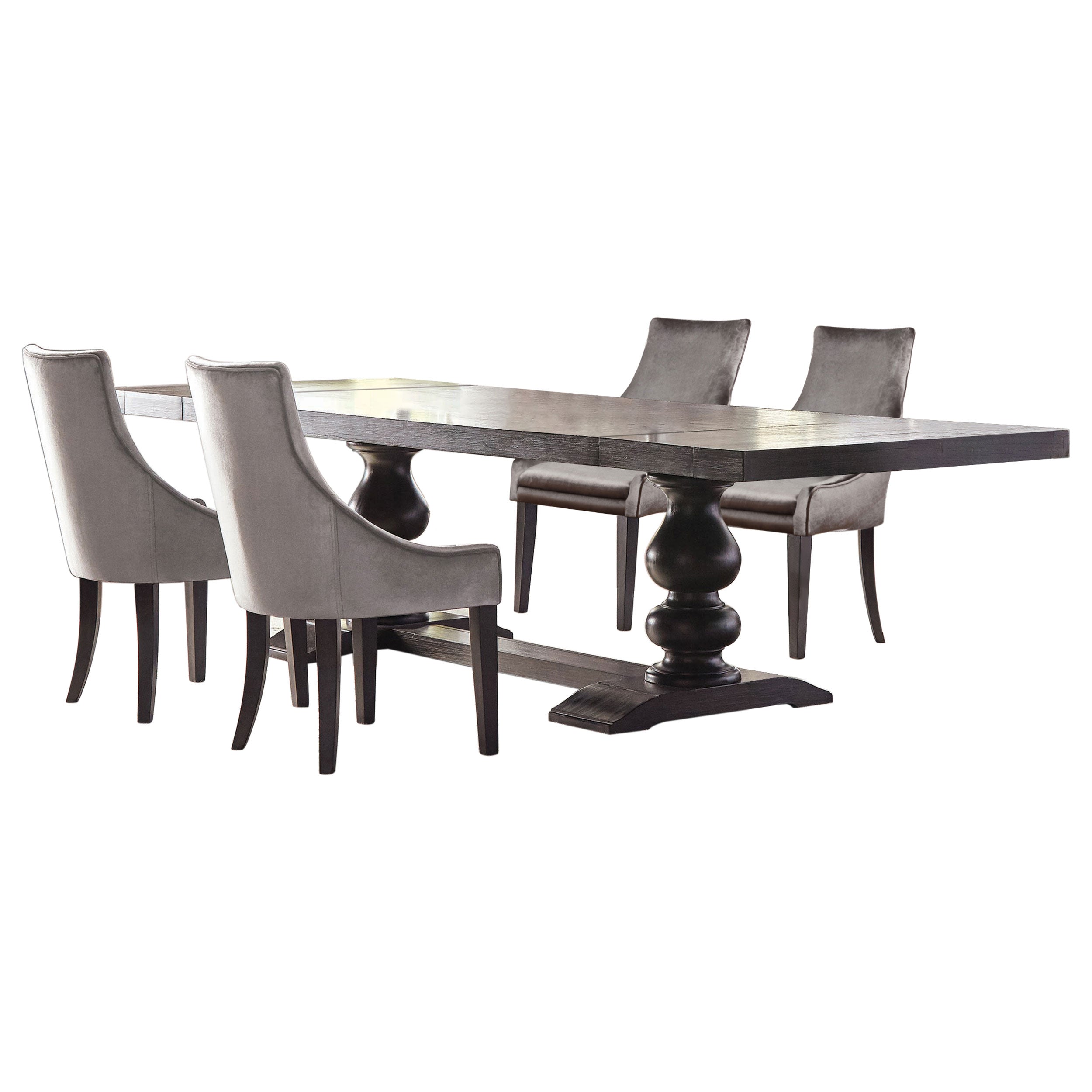 Phelps  Rectangular Dining Table Set Distressed Noir
