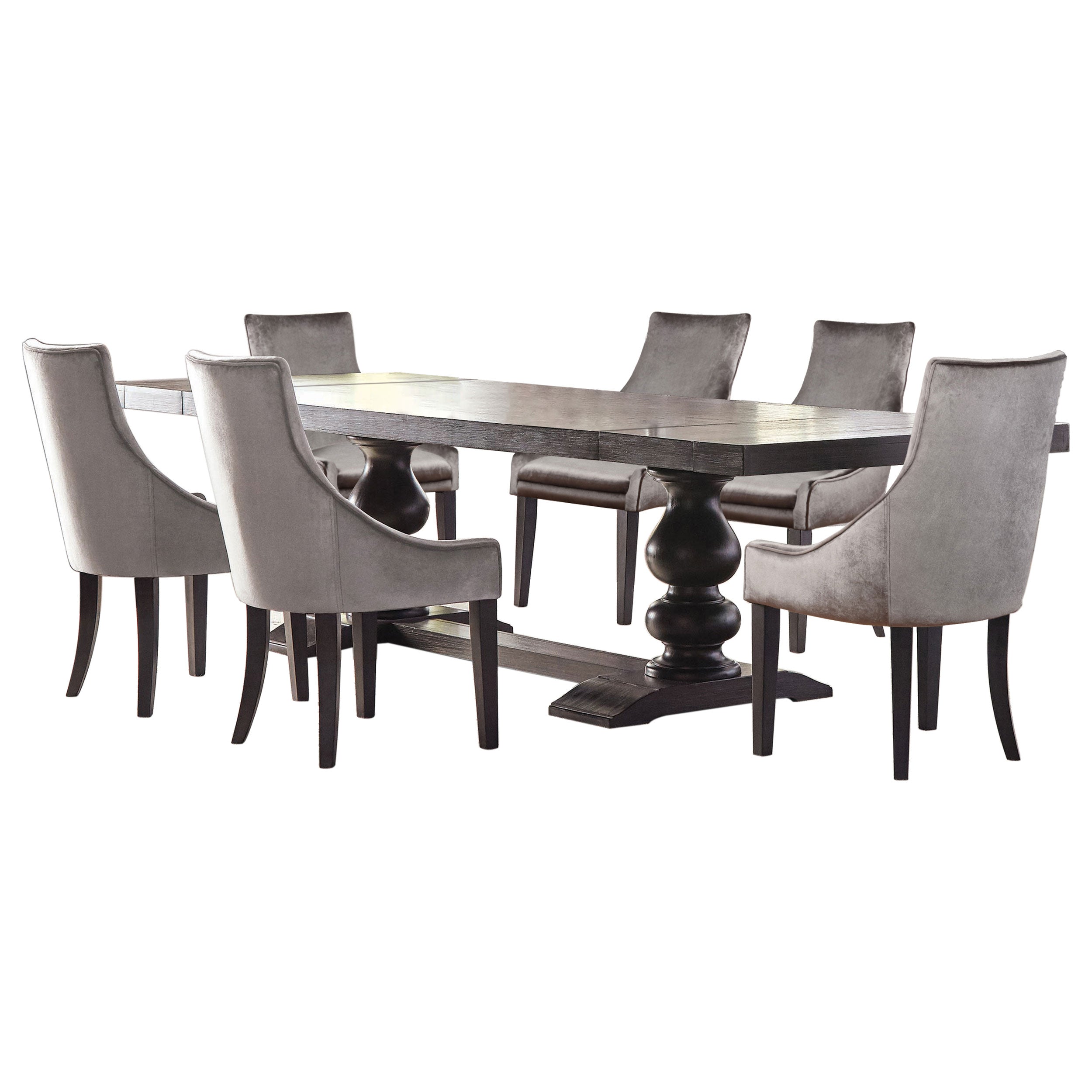 Phelps  Rectangular Dining Table Set Distressed Noir