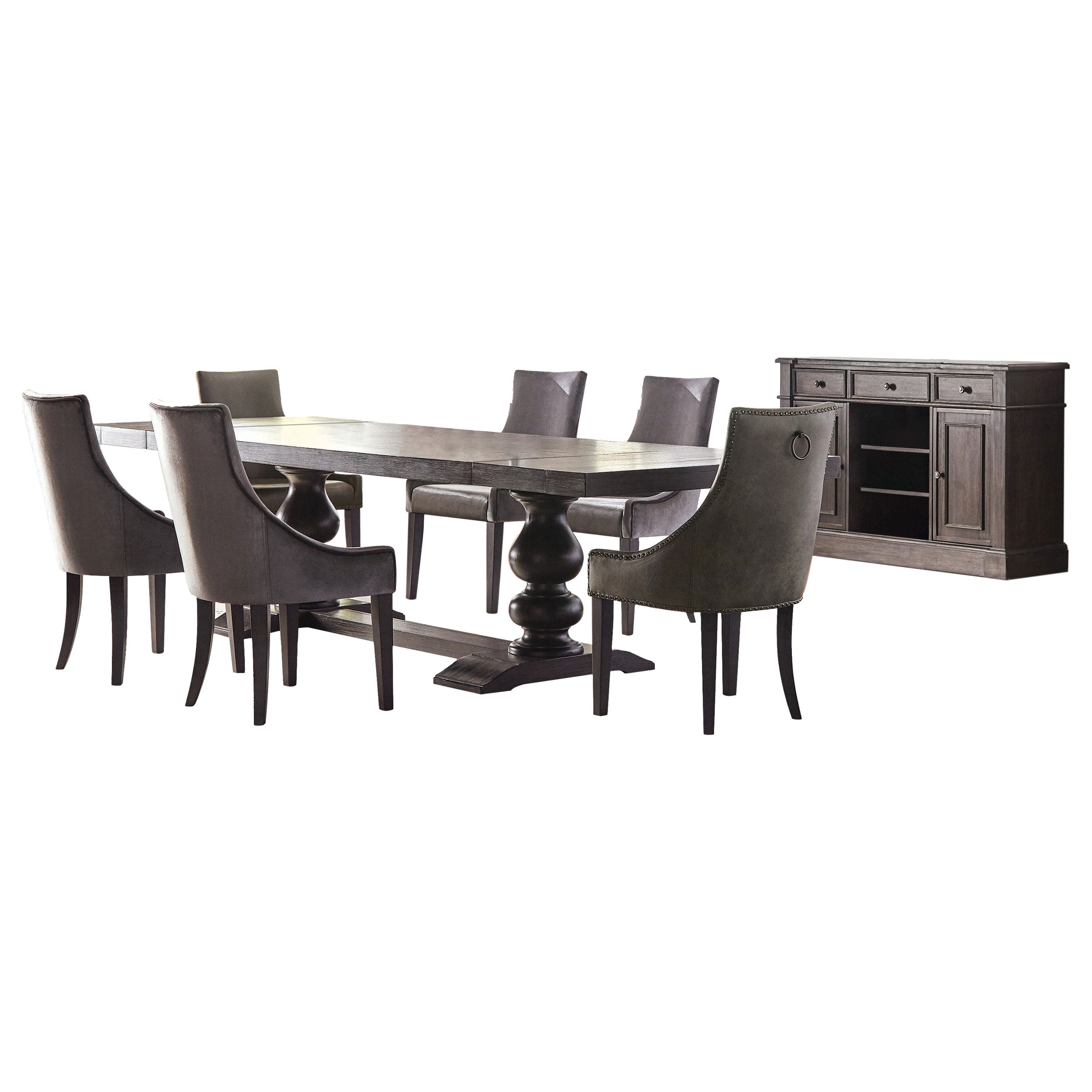 Phelps  Rectangular Dining Table Set Distressed Noir