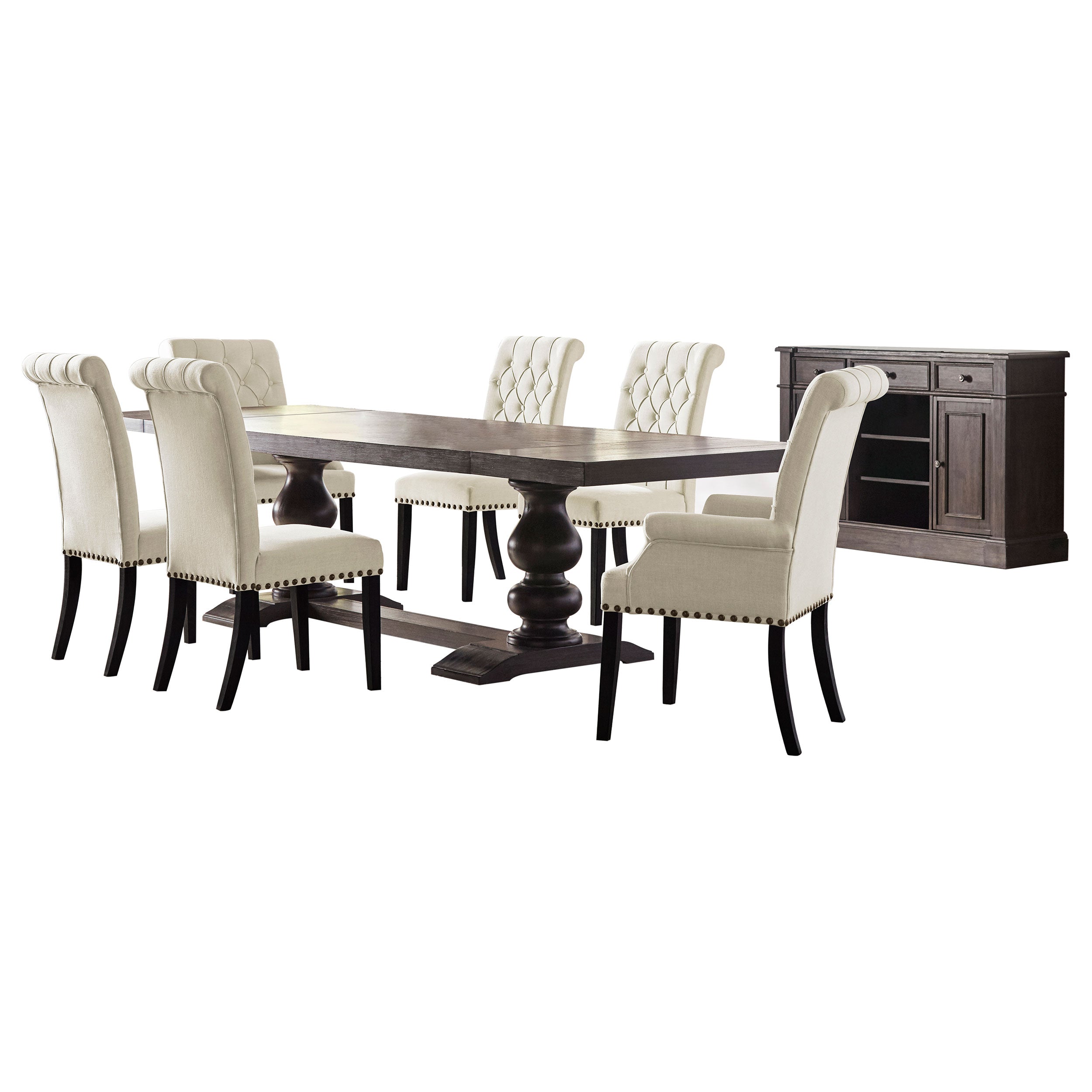 Phelps  Rectangular Dining Table Set Distressed Noir