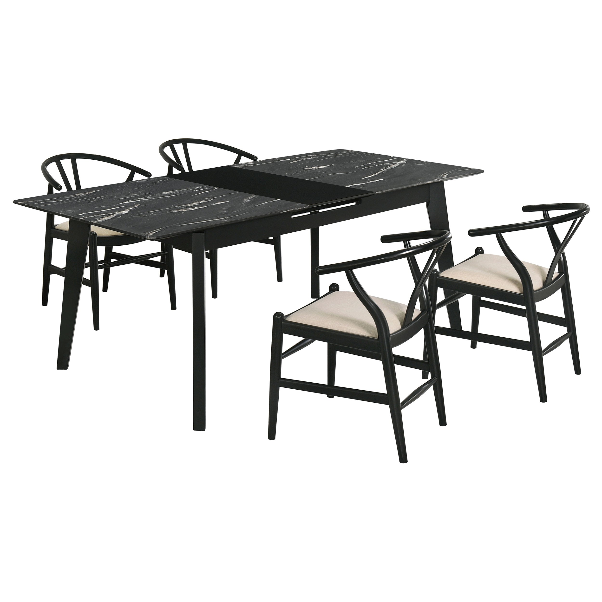 Crestmont Extension Leaf Dining Table Set Black