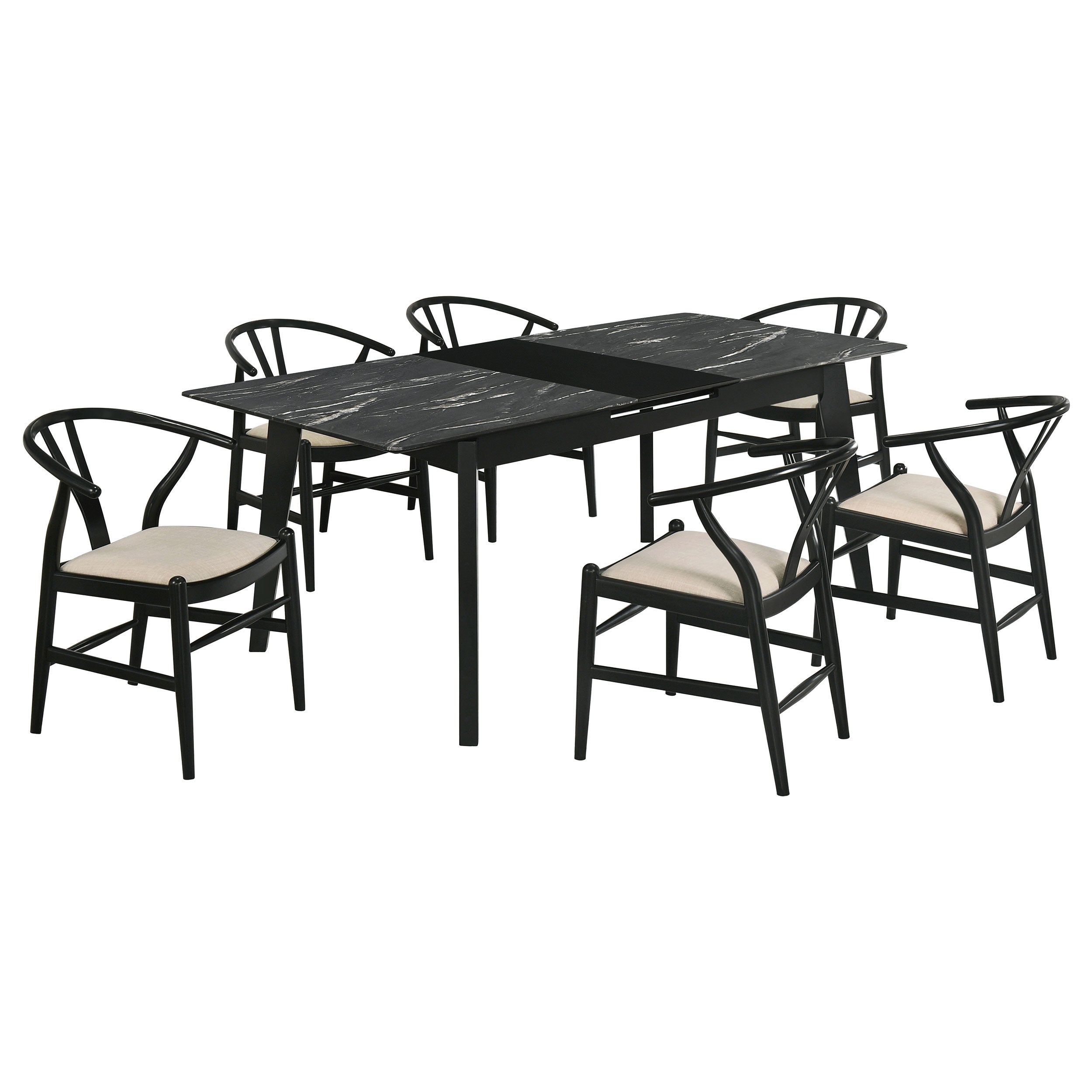 Crestmont Extension Leaf Dining Table Set Black
