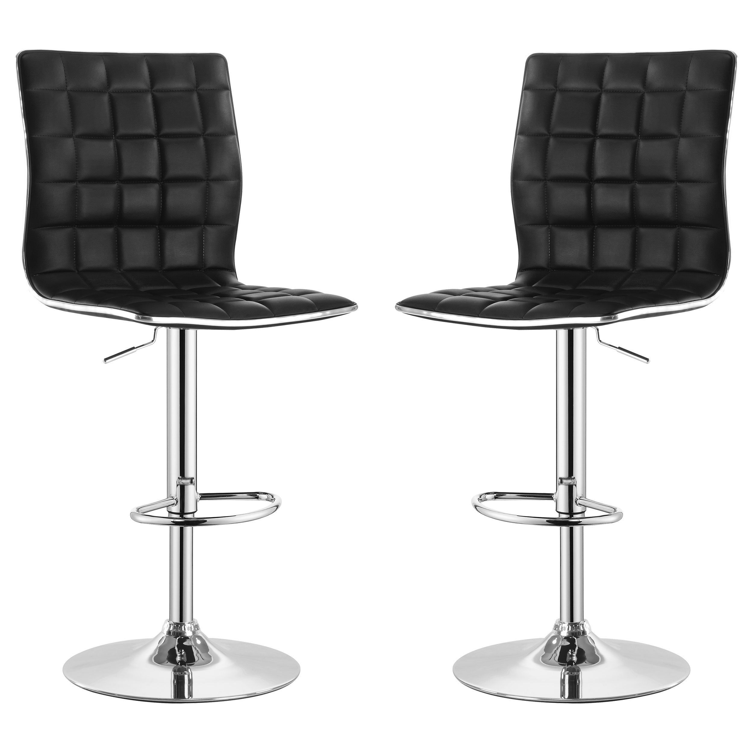 Ashbury Upholstered Adjustable Bar Stool Black / White (Set of 2)