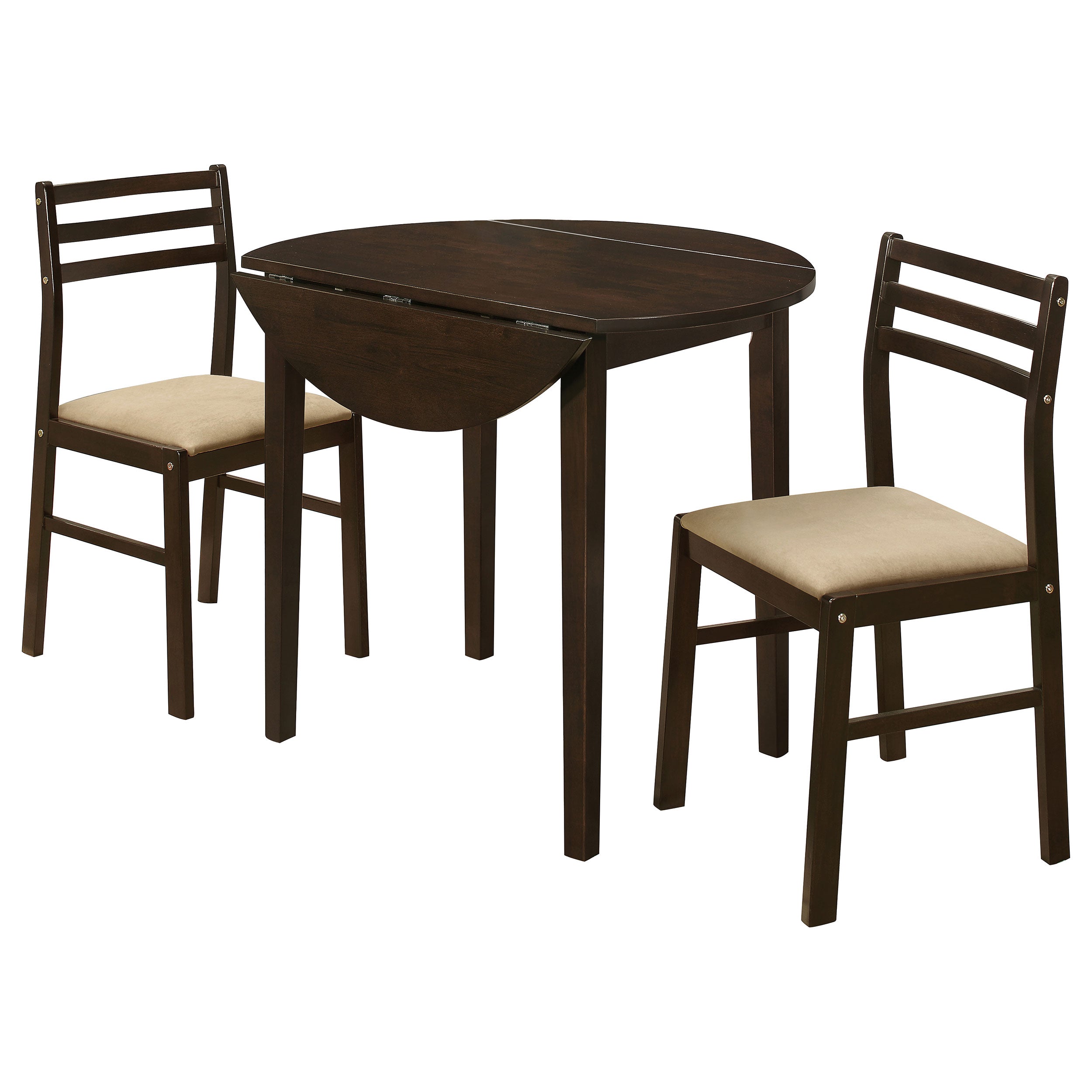 Bucknell Round Drop Leaf Dining Table Set Cappuccino