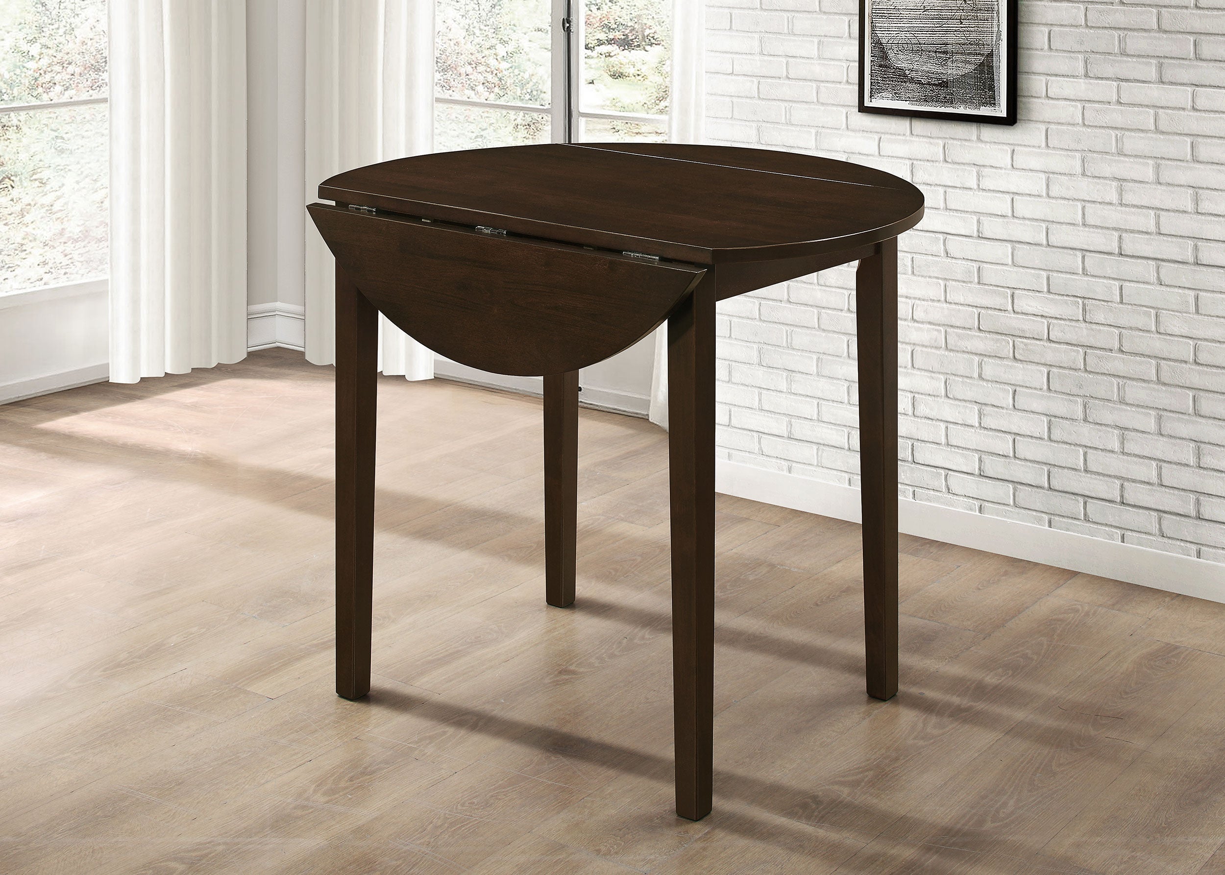 Bucknell Round Drop Leaf Dining Table Set Cappuccino