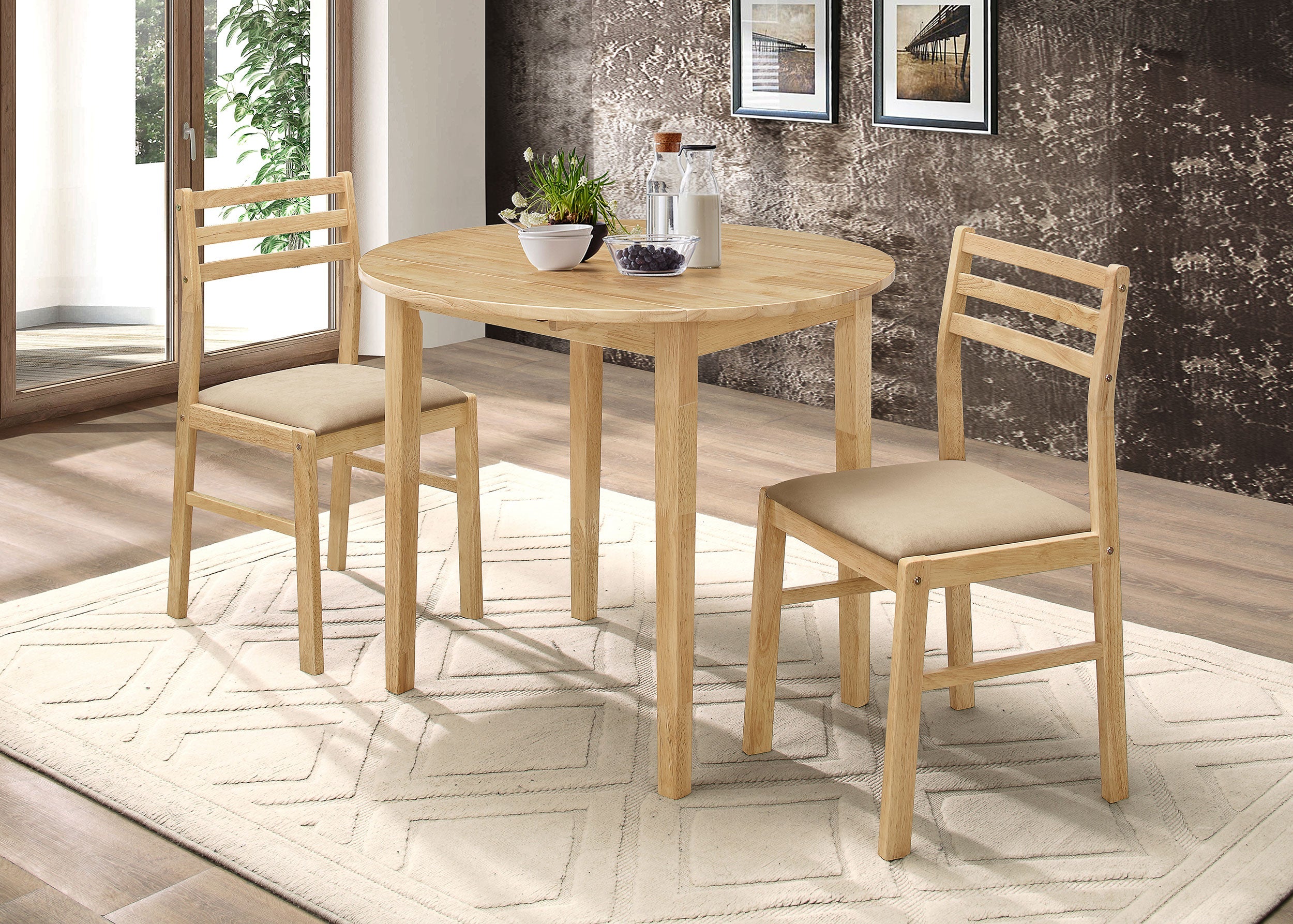 Bucknell Round Drop Leaf Dining Table Set Cappuccino