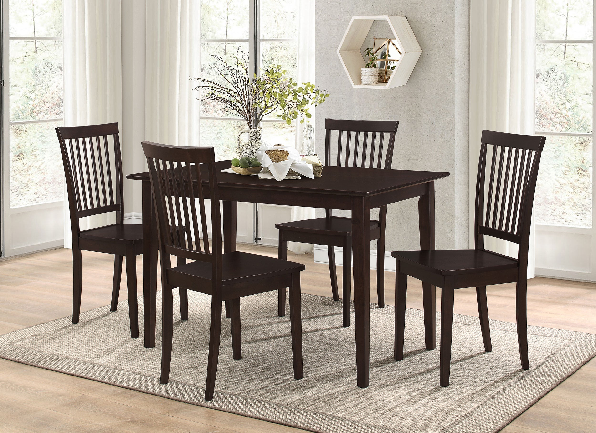 Gomez Rectangular Dining Table Set Cappuccino