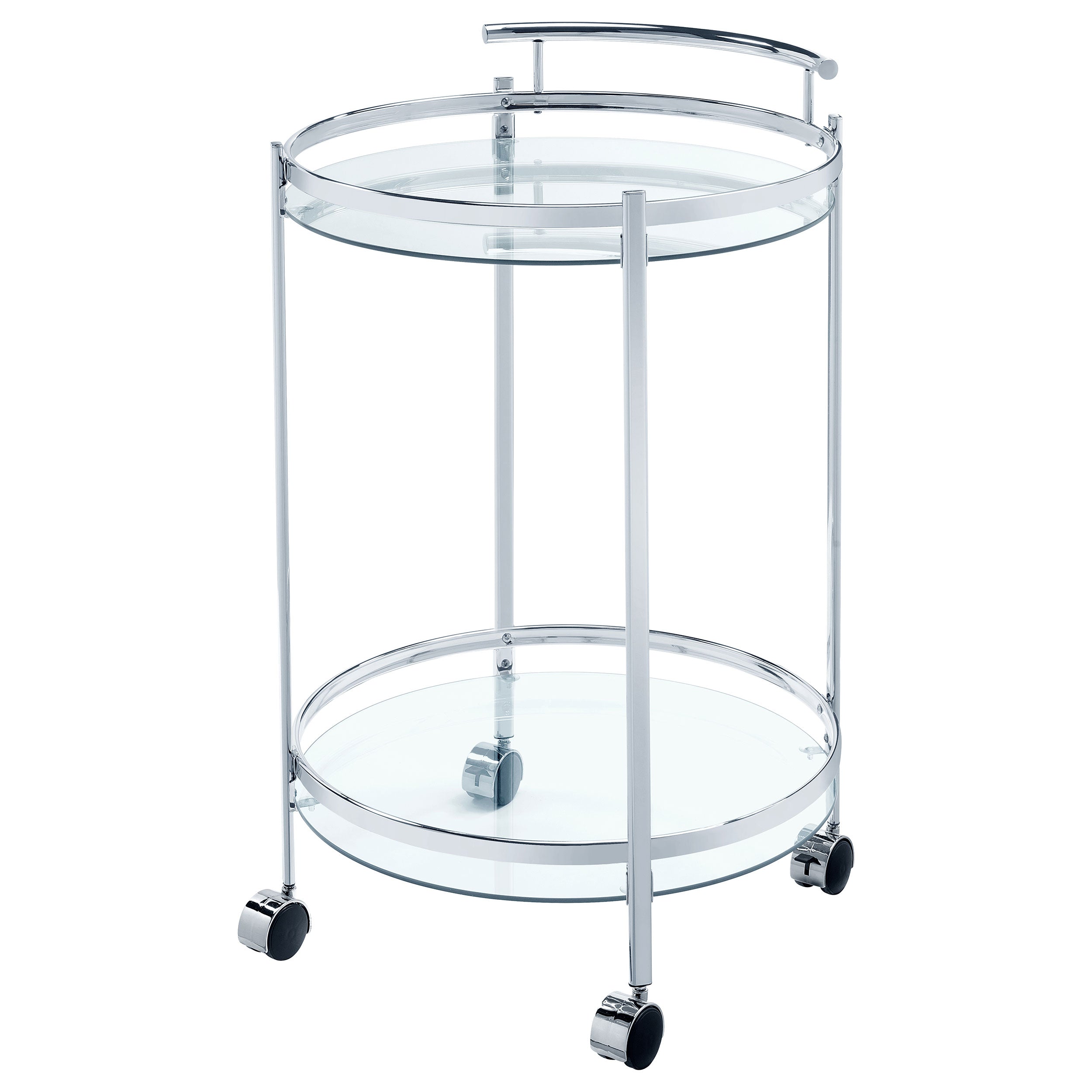 Chrissy 2-tier Round Glass Shelf Metal Bar Cart Brass