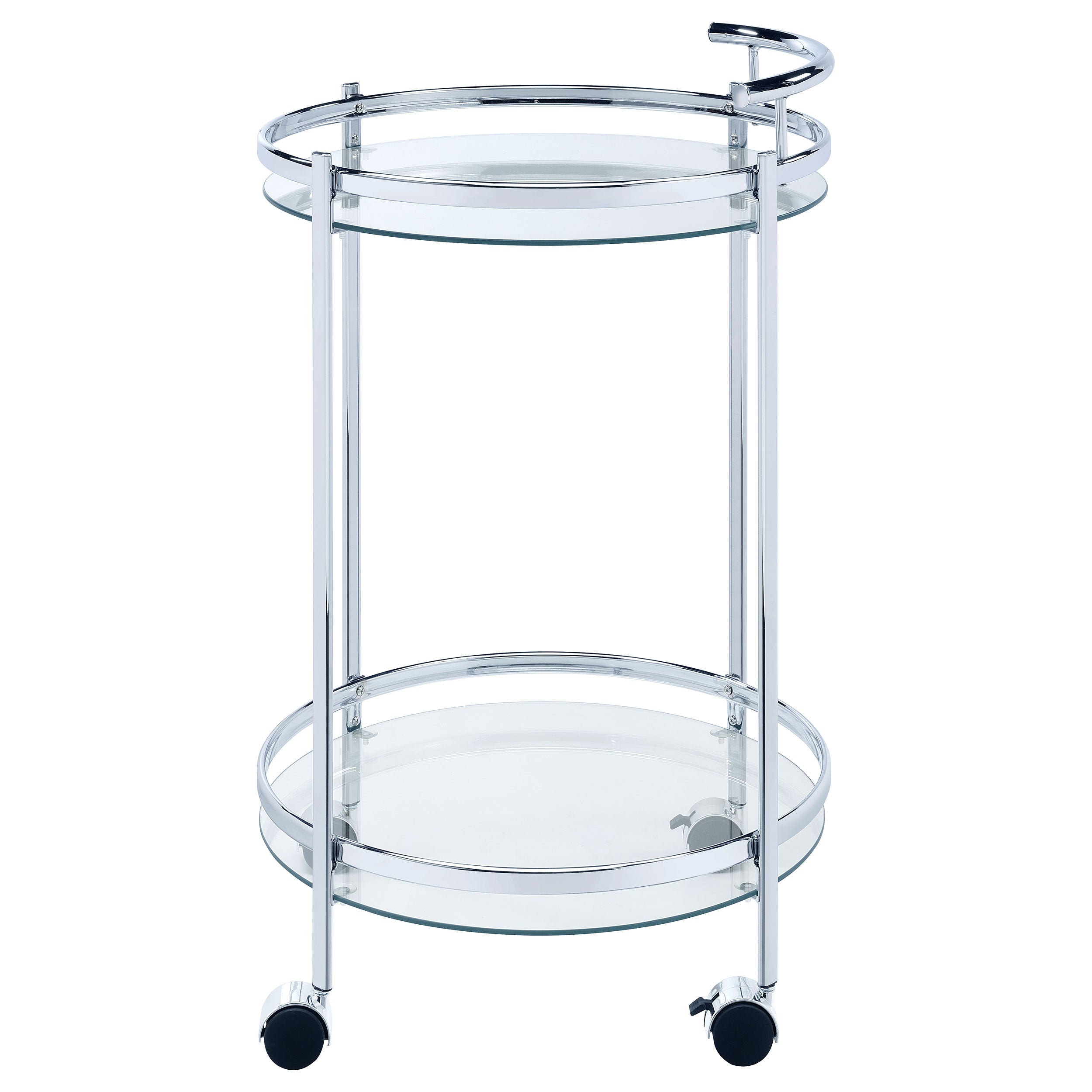 Chrissy 2-tier Round Glass Shelf Metal Bar Cart Brass