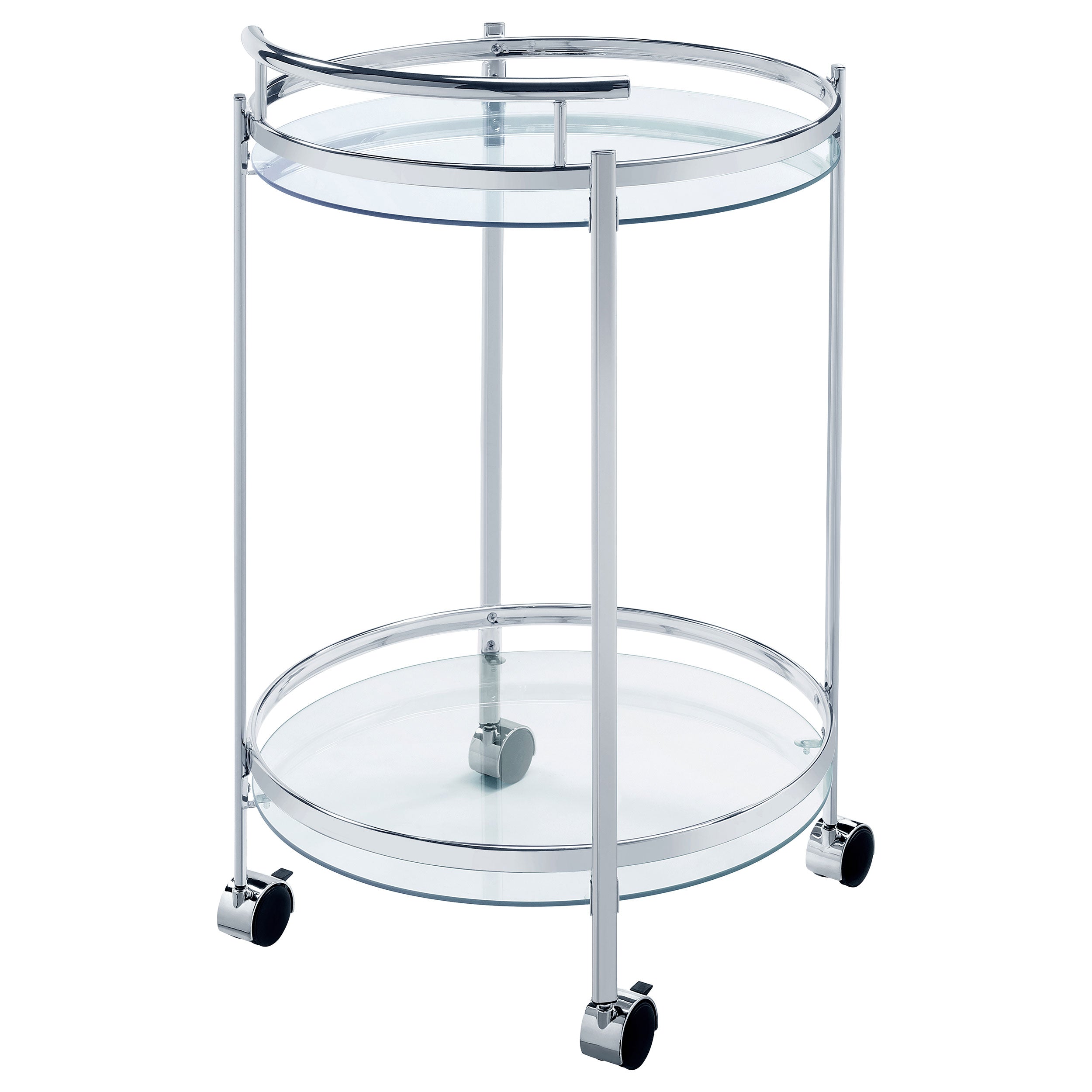Chrissy 2-tier Round Glass Shelf Metal Bar Cart Brass