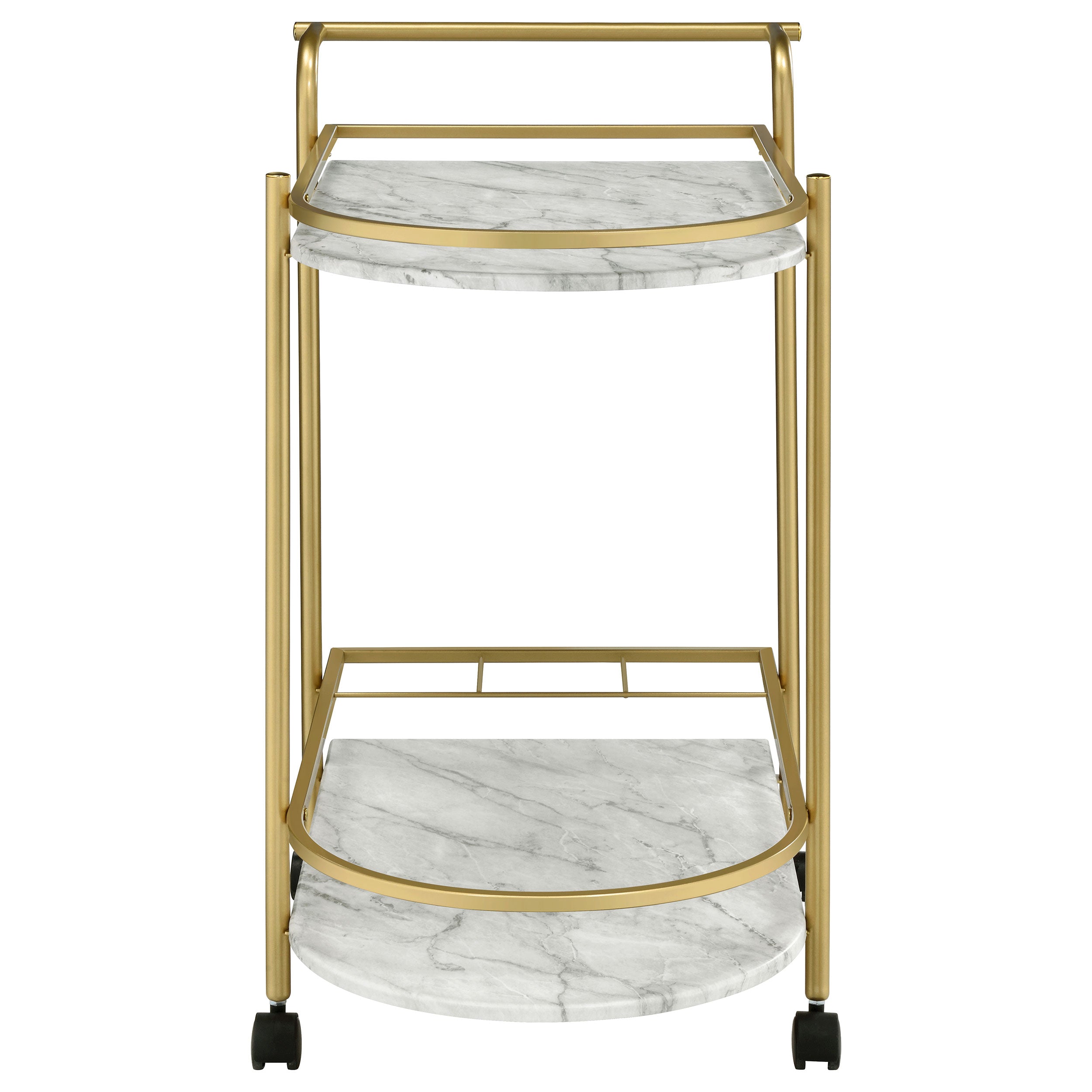 Desiree 2-tier Faux Marble Shelf Metal Bar Cart Black