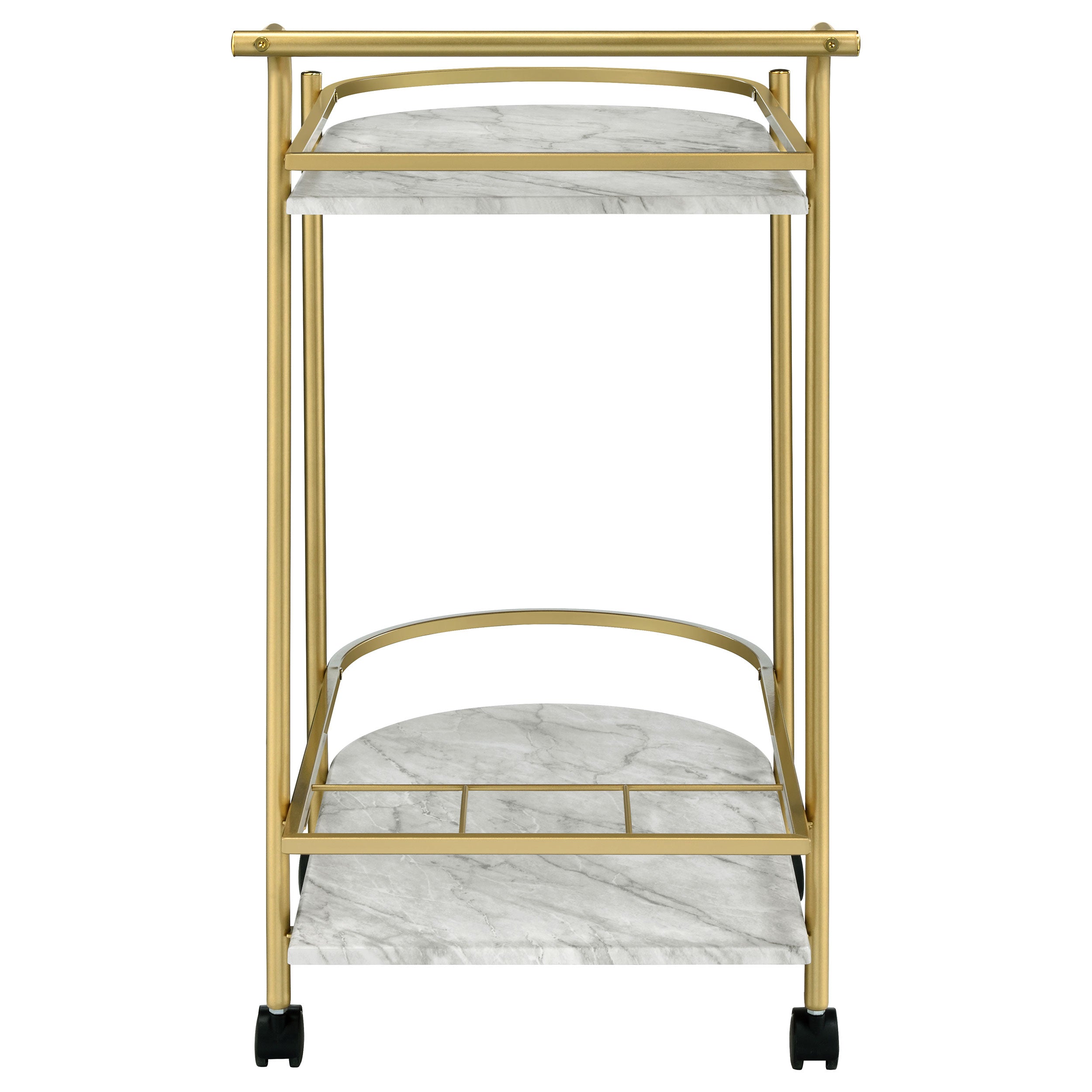 Desiree 2-tier Faux Marble Shelf Metal Bar Cart Black