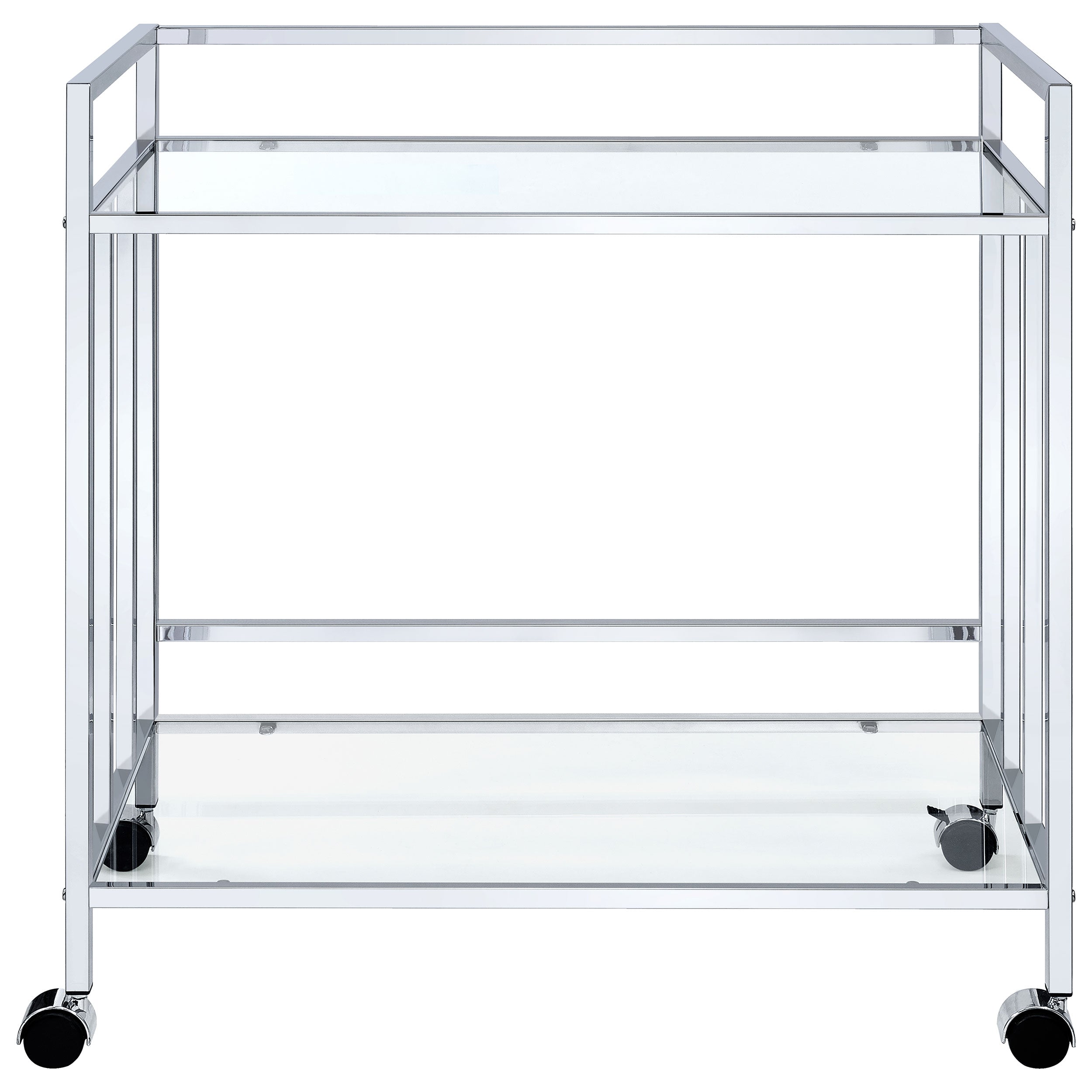 Cara 2-tier Rectangular Glass Shelf Metal Bar Cart Brass