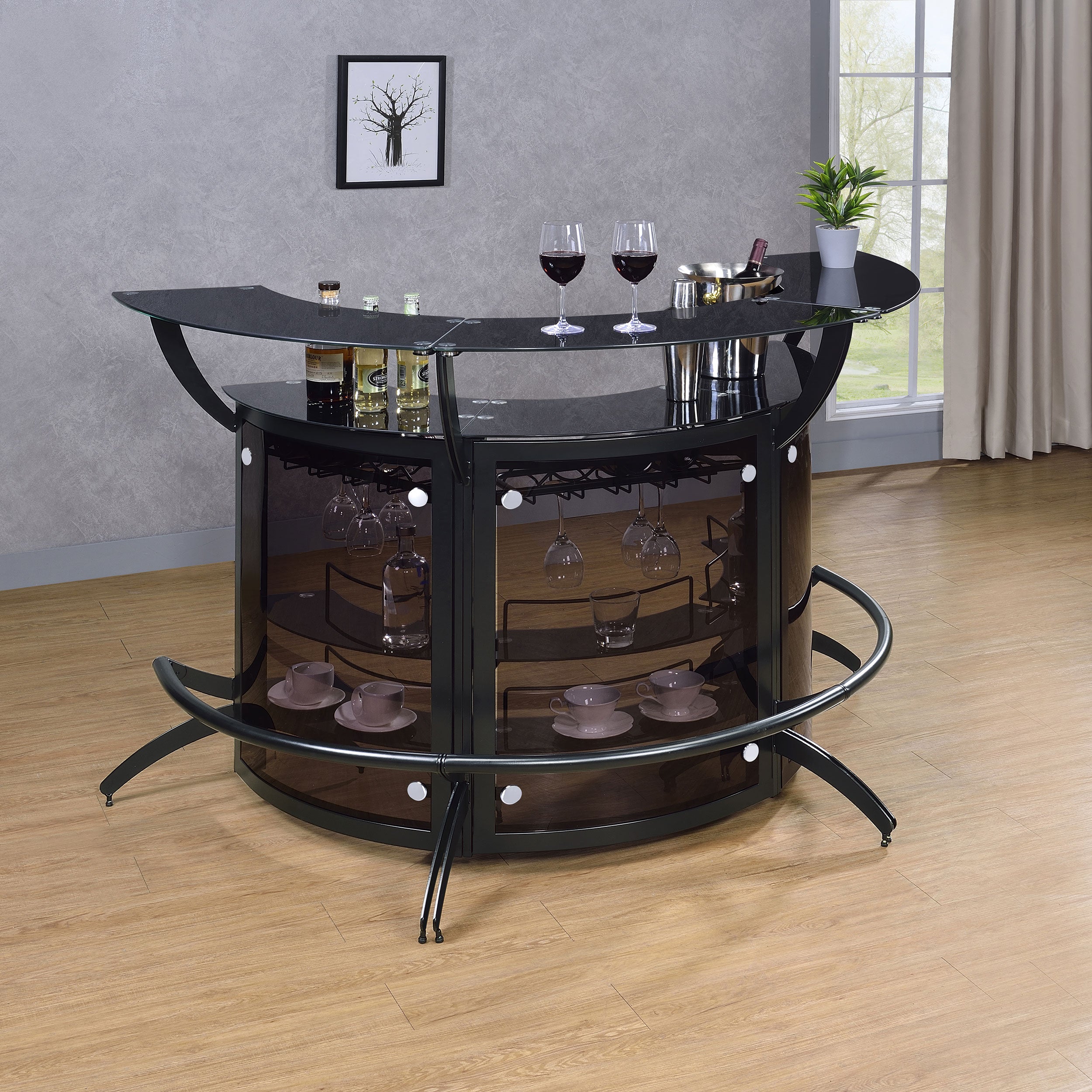 Dallas  Curved Freestanding Home Bar Cabinet