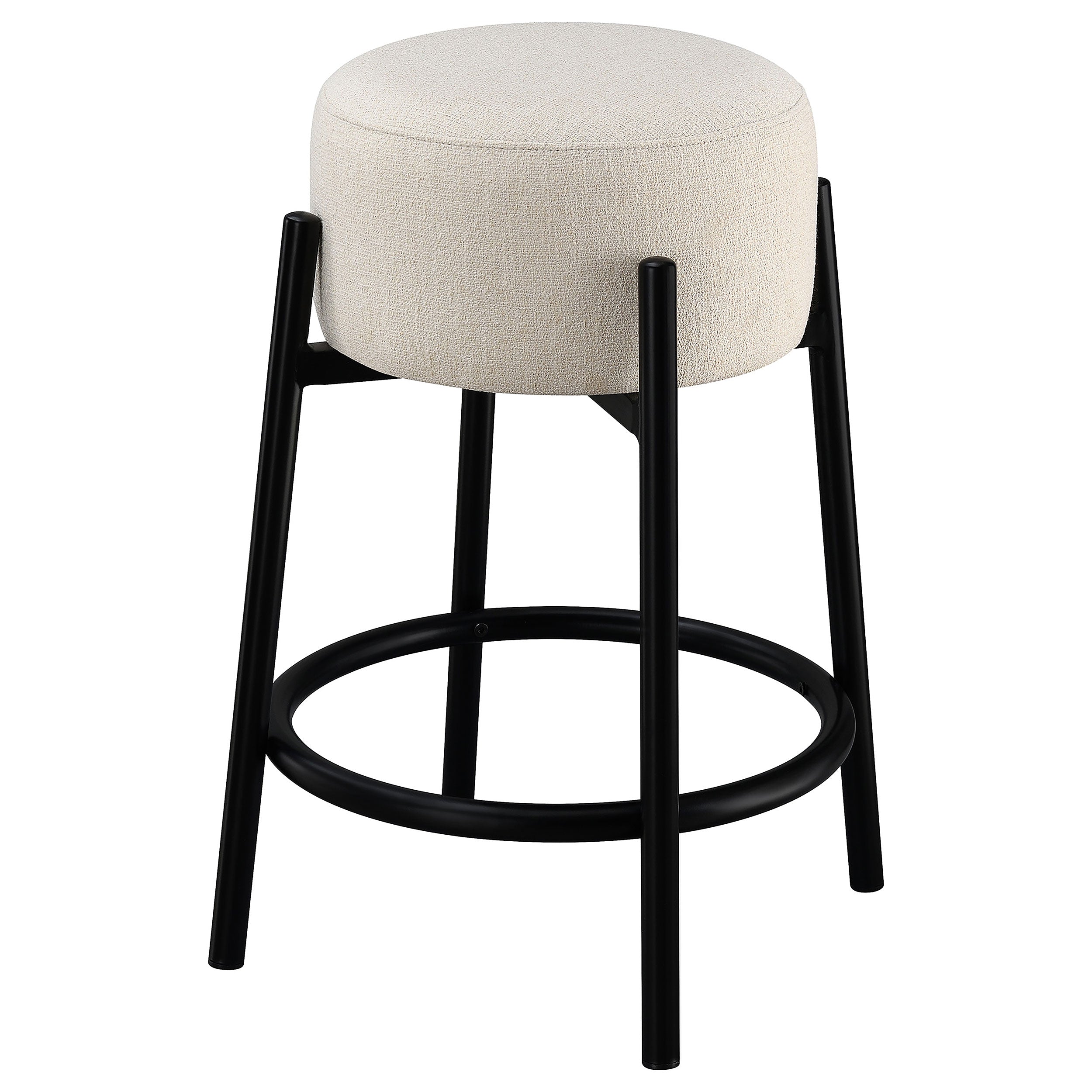 Leonard Upholstered Backless Bar Stool White (Set of 2)