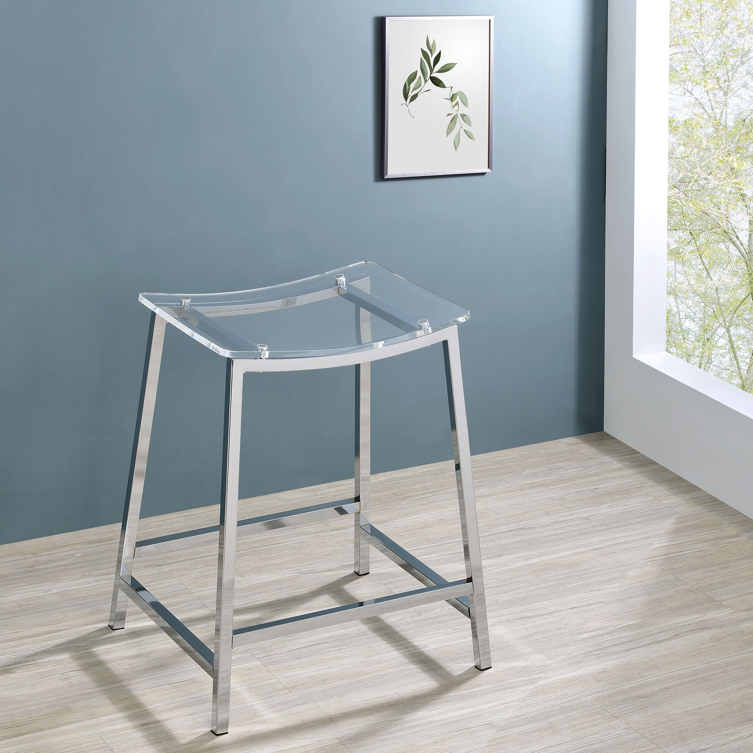 Jovani Acrylic Backless Bar Stool Chrome (Set of 2)