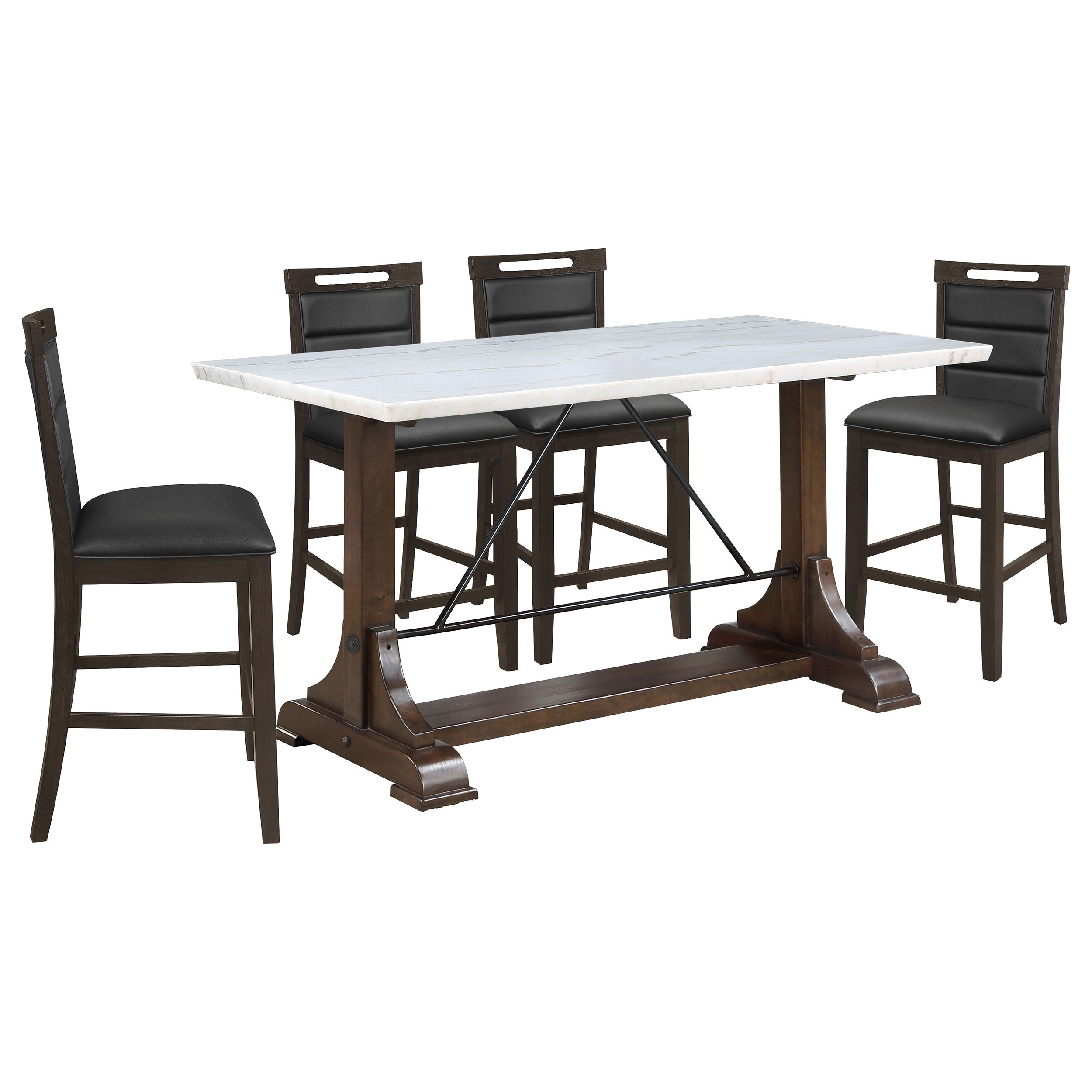 Aldrich  Marble Counter Height Dining Table Set White
