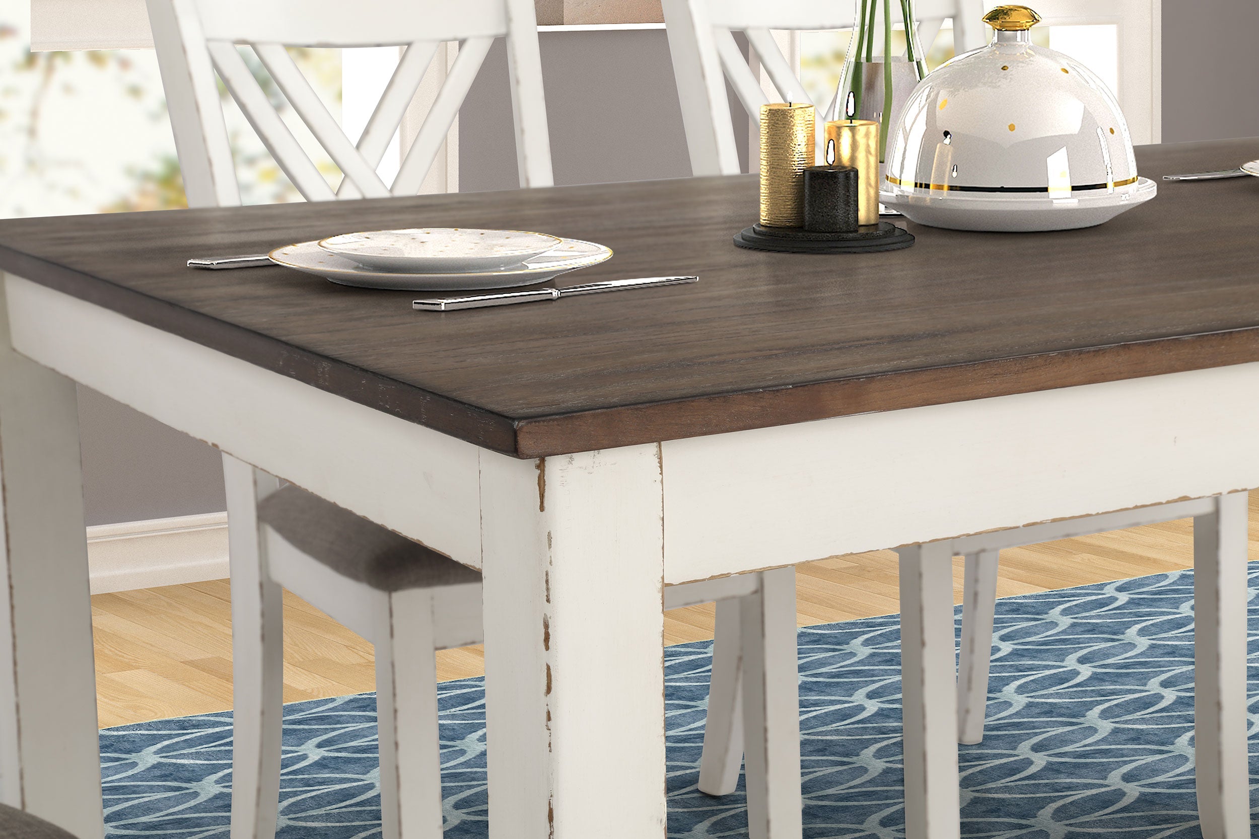 Fortress Rectangular Dining Set Vintage Vanilla