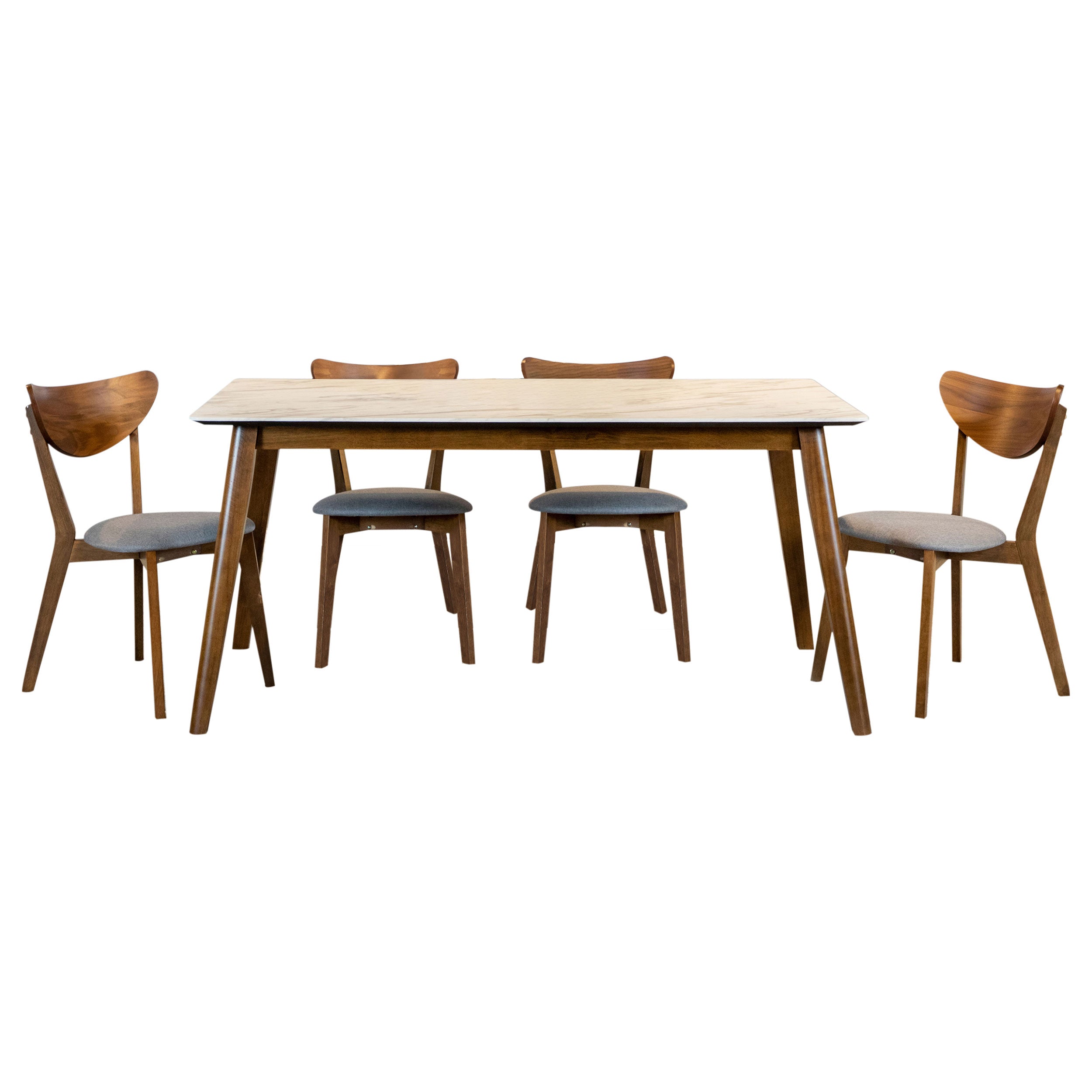 Everett  Rectangular Dining Table Set Natural Walnut