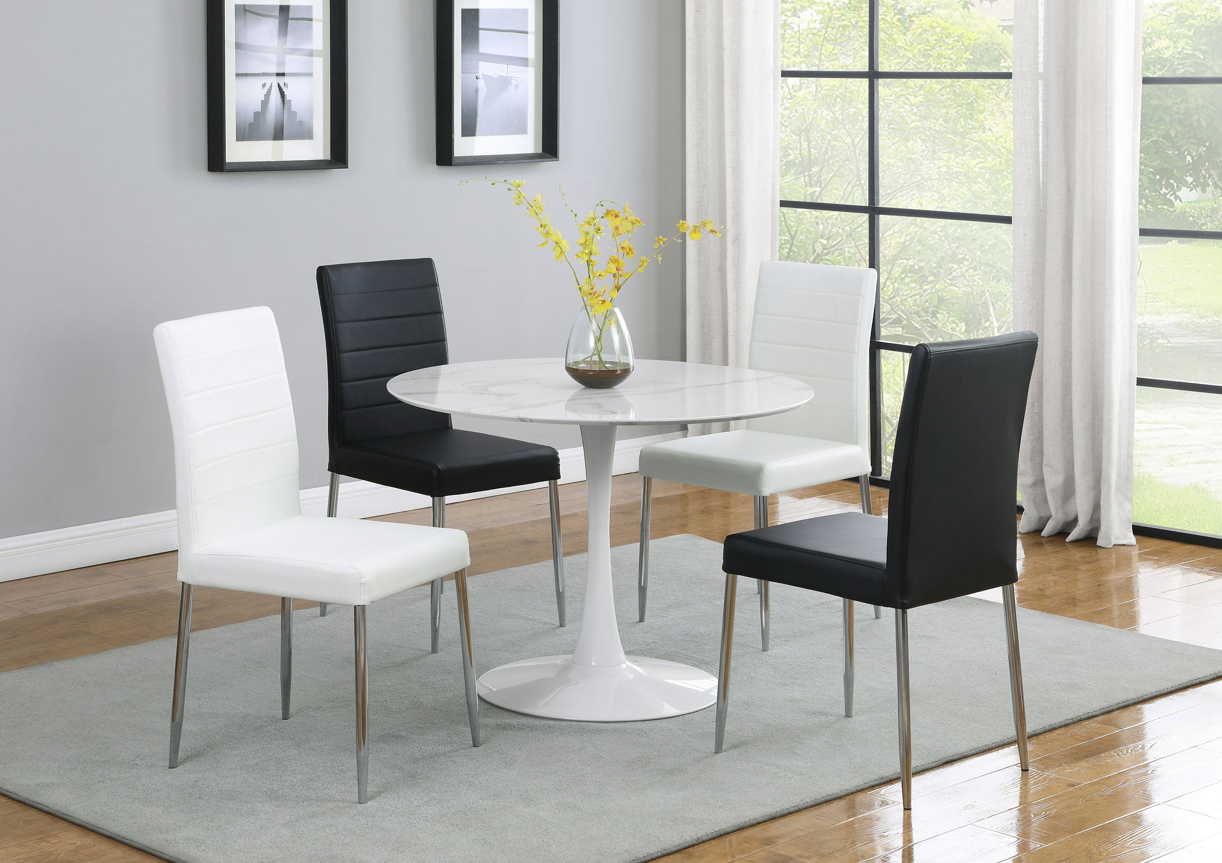Arkell Round 30-inch Faux Marble Top Dining Table White