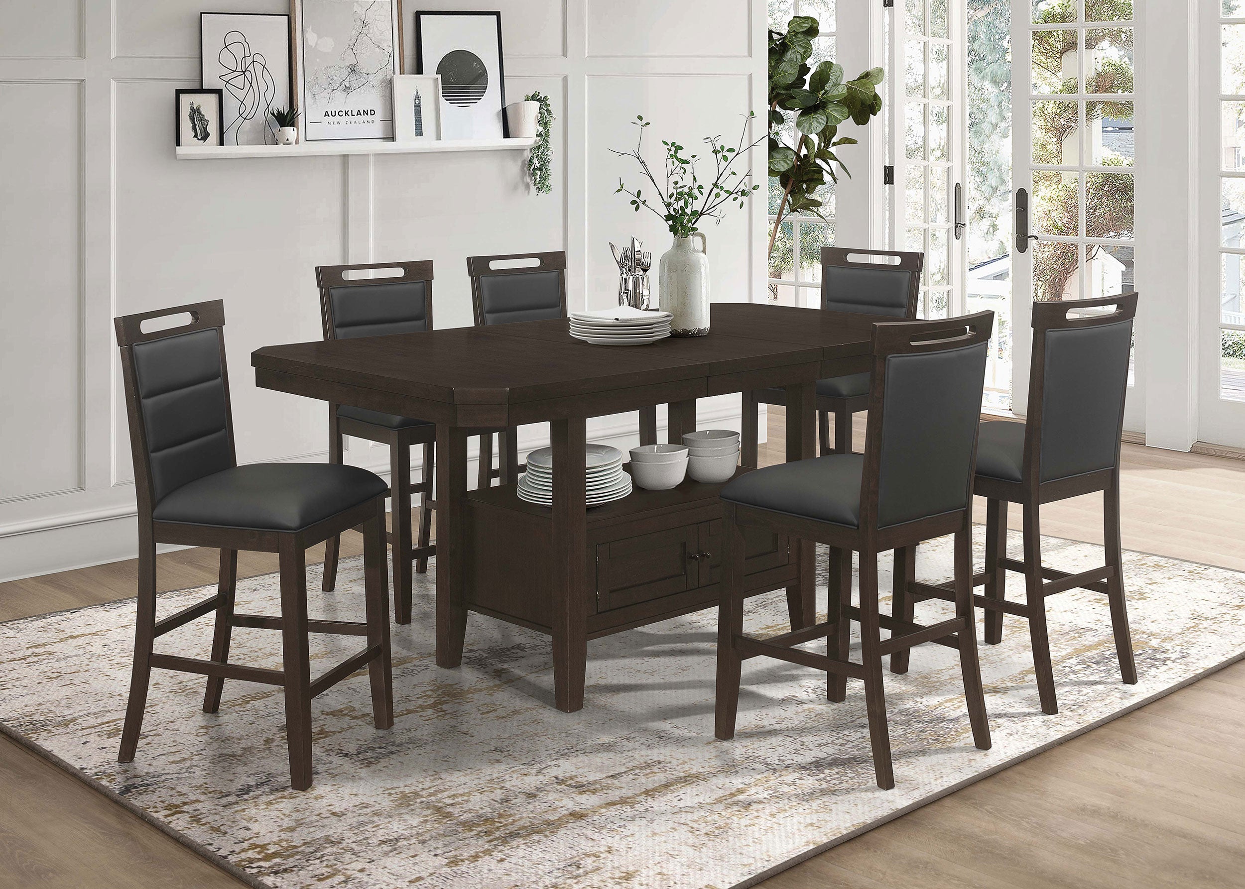 Prentiss  Butterfly Leaf Dining Table Set Cappuccino