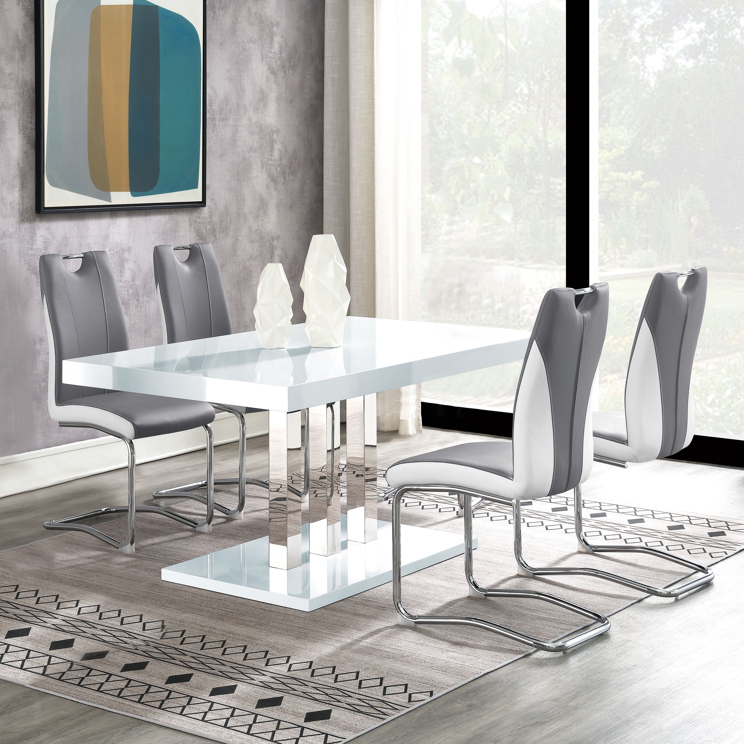 Brooklyn  Rectangular Dining Set White High Gloss