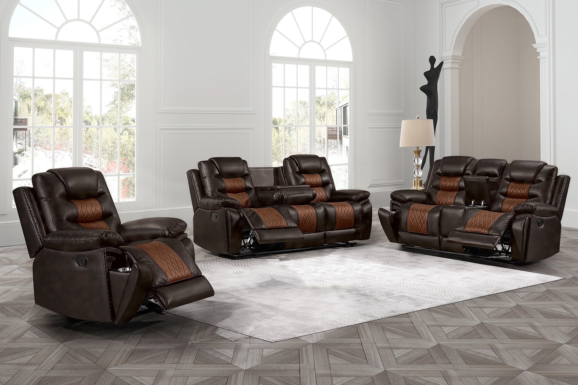 Nikko Brown Power Reclining Sofa and Loveseat Set