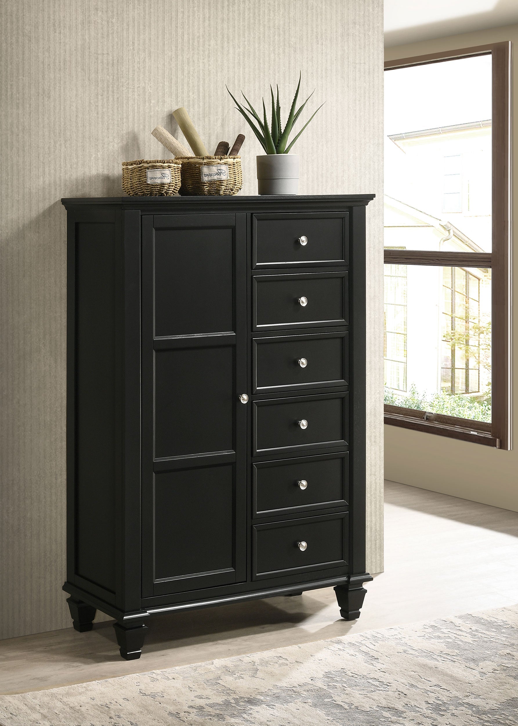 Sandy Beach 5-drawer Bedroom Chest Black