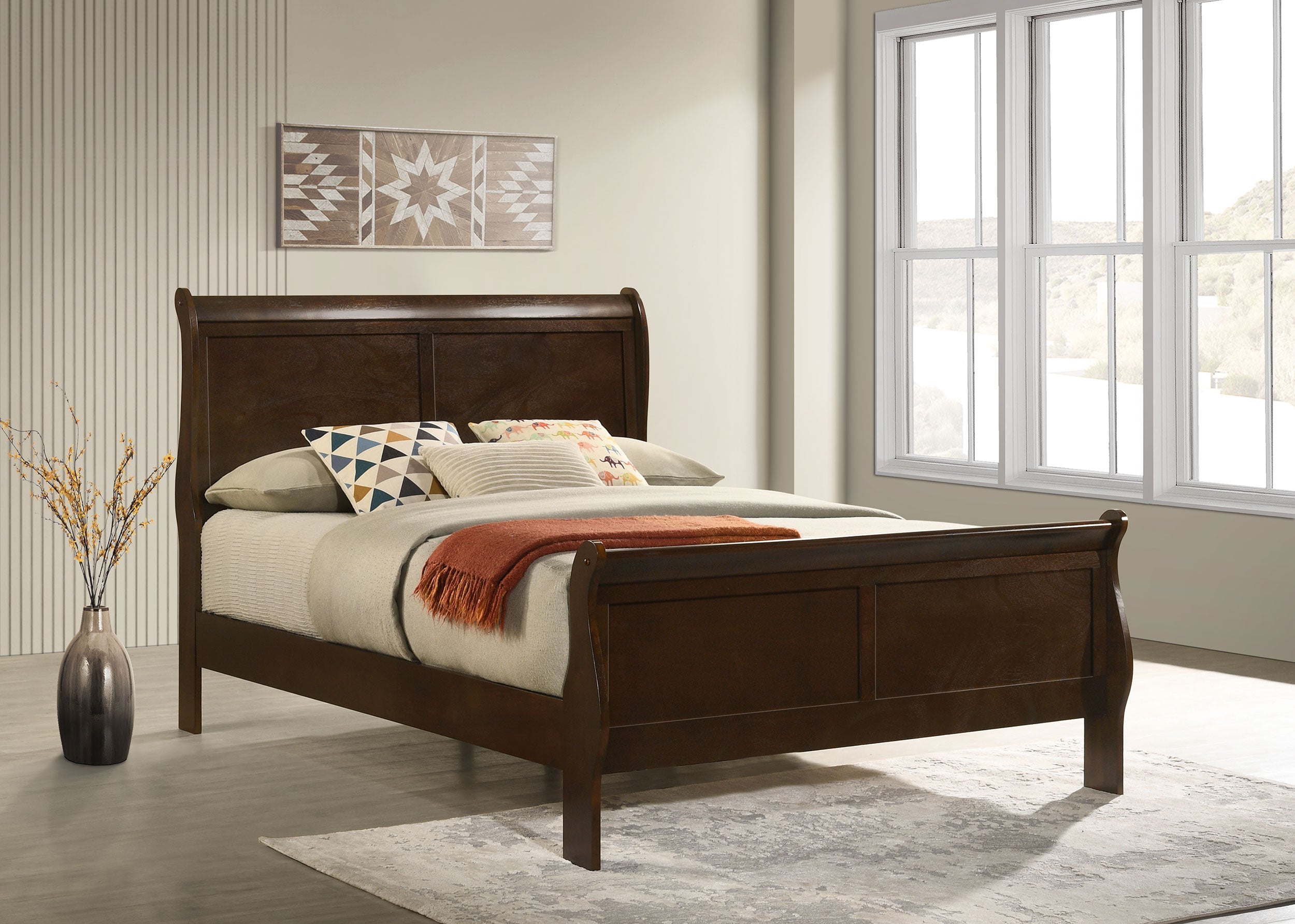 Louis Philippe 47-inch  Sleigh Panel Bed White