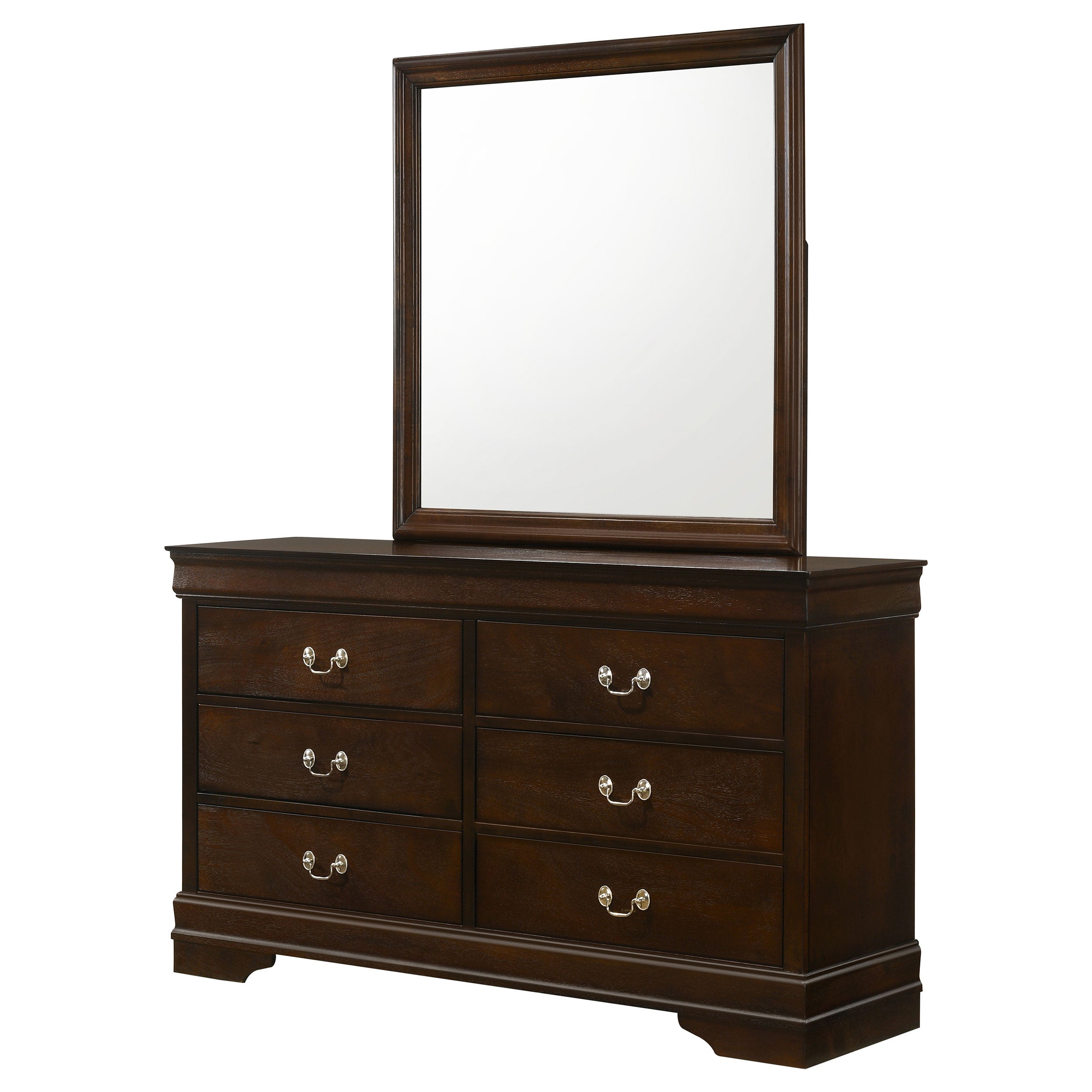 Louis Philippe 6-drawer Dresser and Mirror White