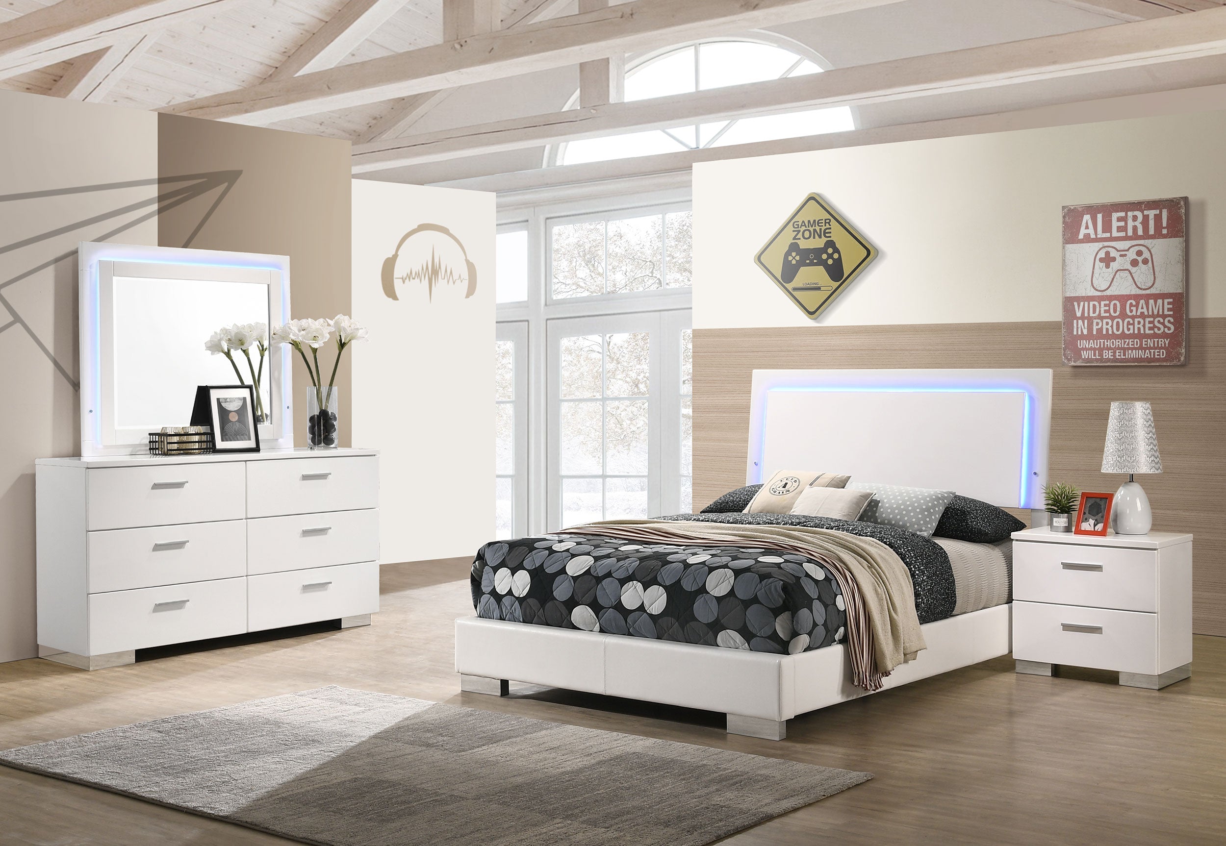Felicity  Bedroom Set White High Gloss