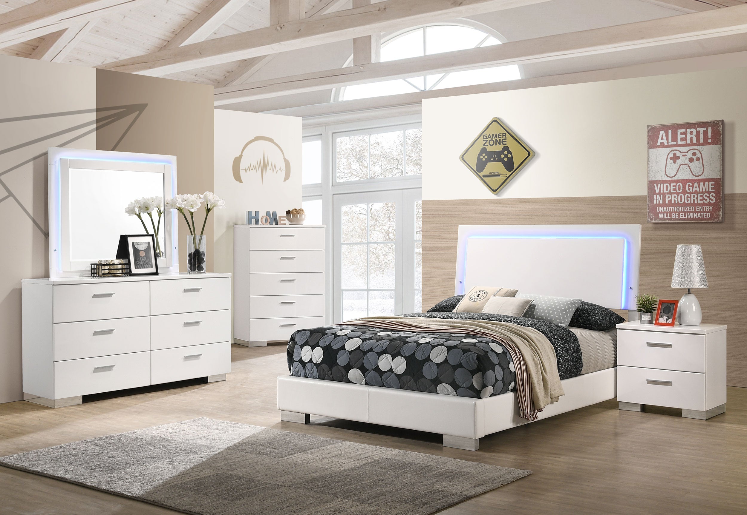 Felicity  Bedroom Set White High Gloss