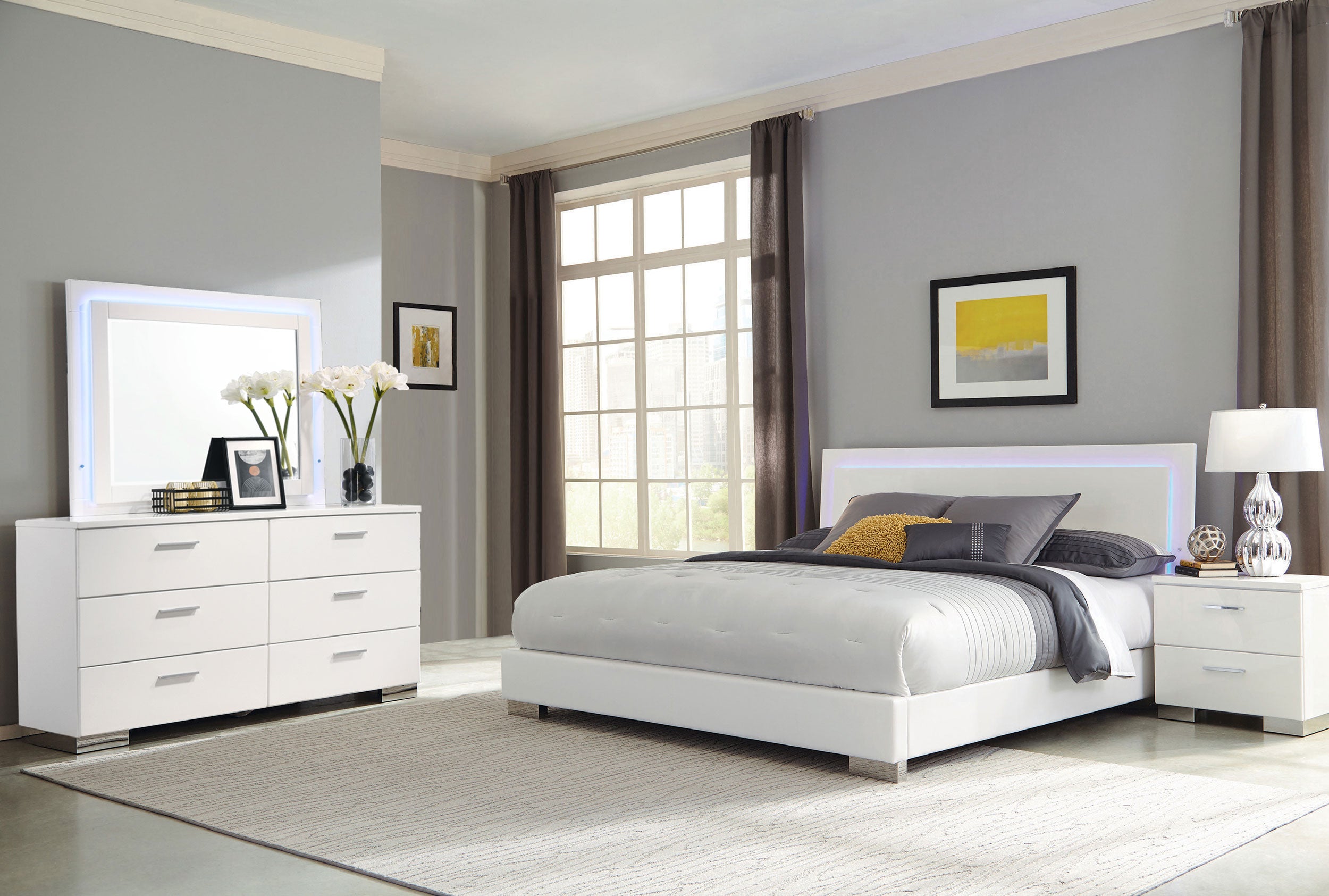 Felicity  Bedroom Set White High Gloss