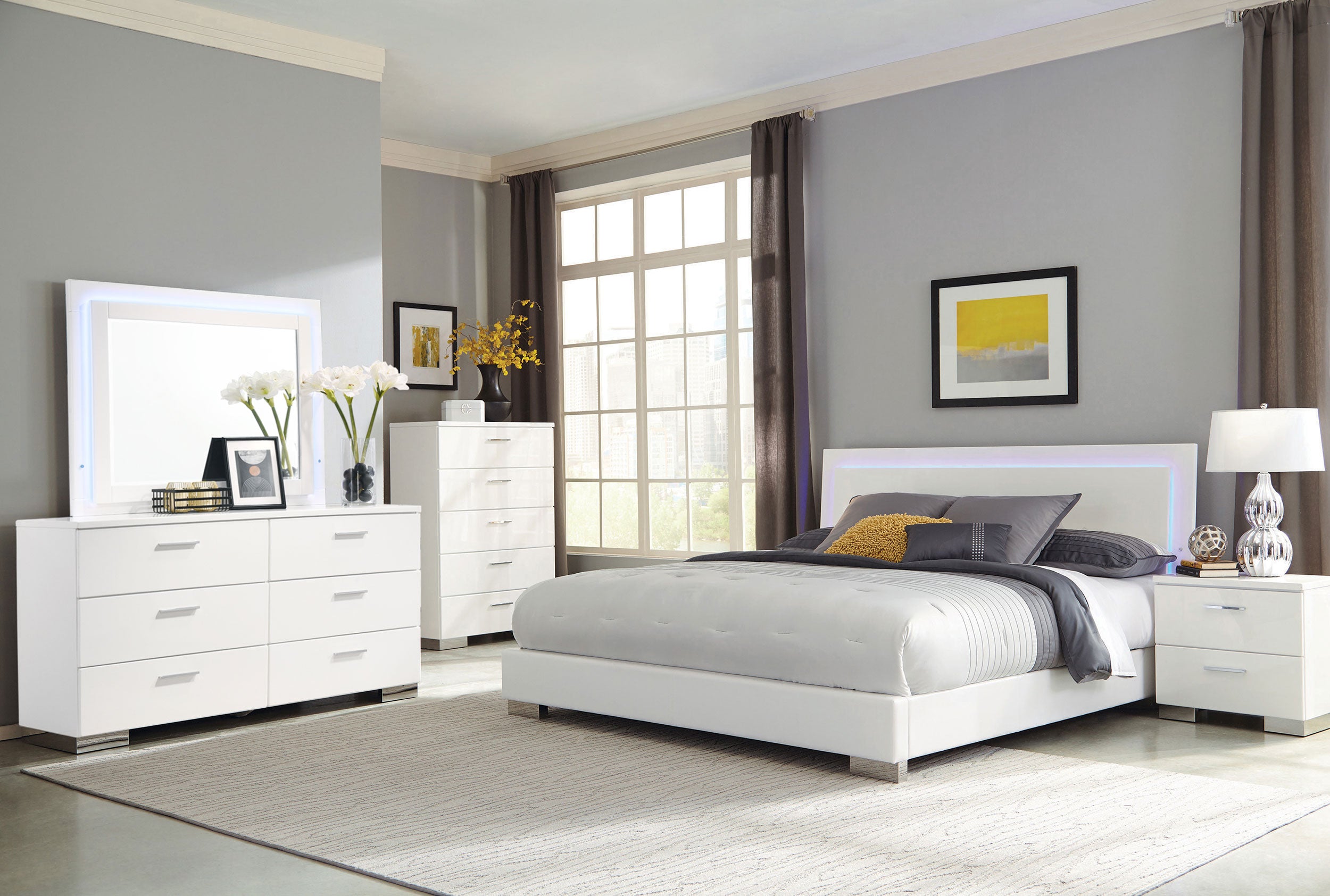 Felicity  Bedroom Set White High Gloss