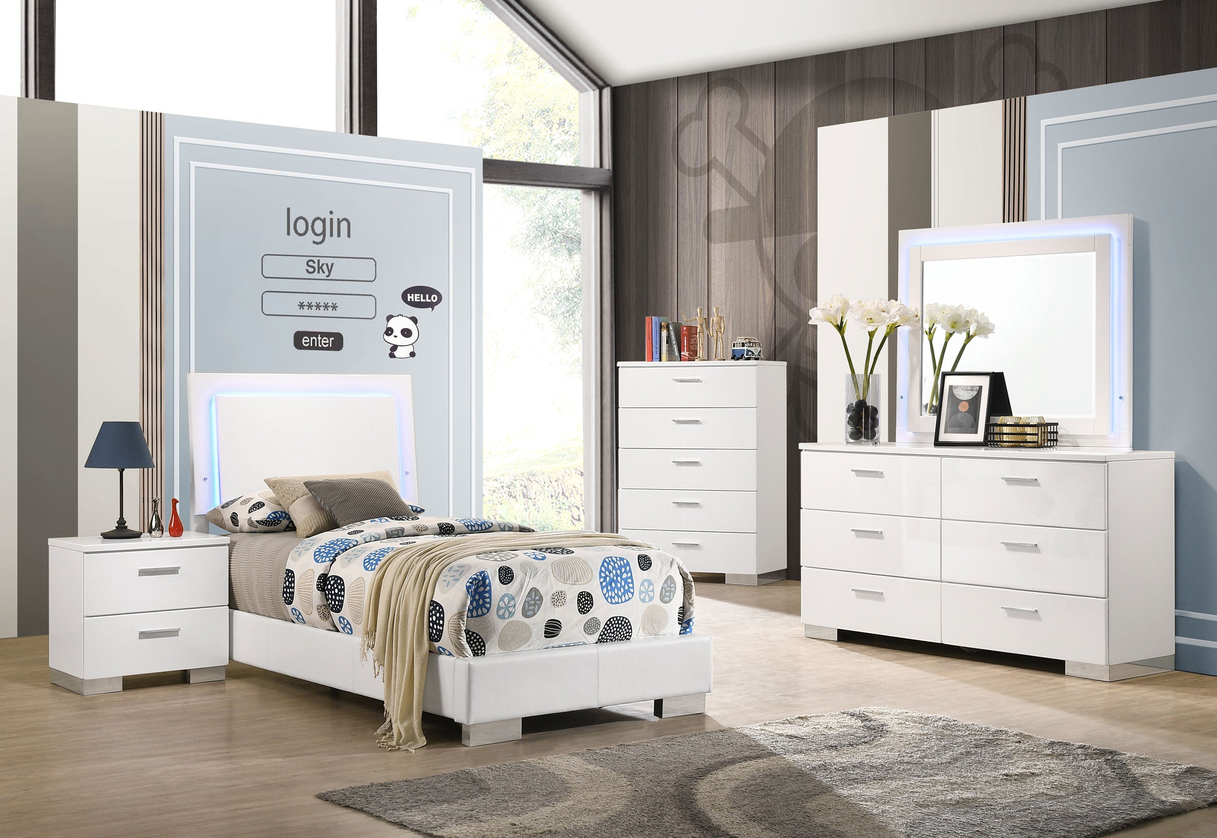 Felicity  Bedroom Set White High Gloss