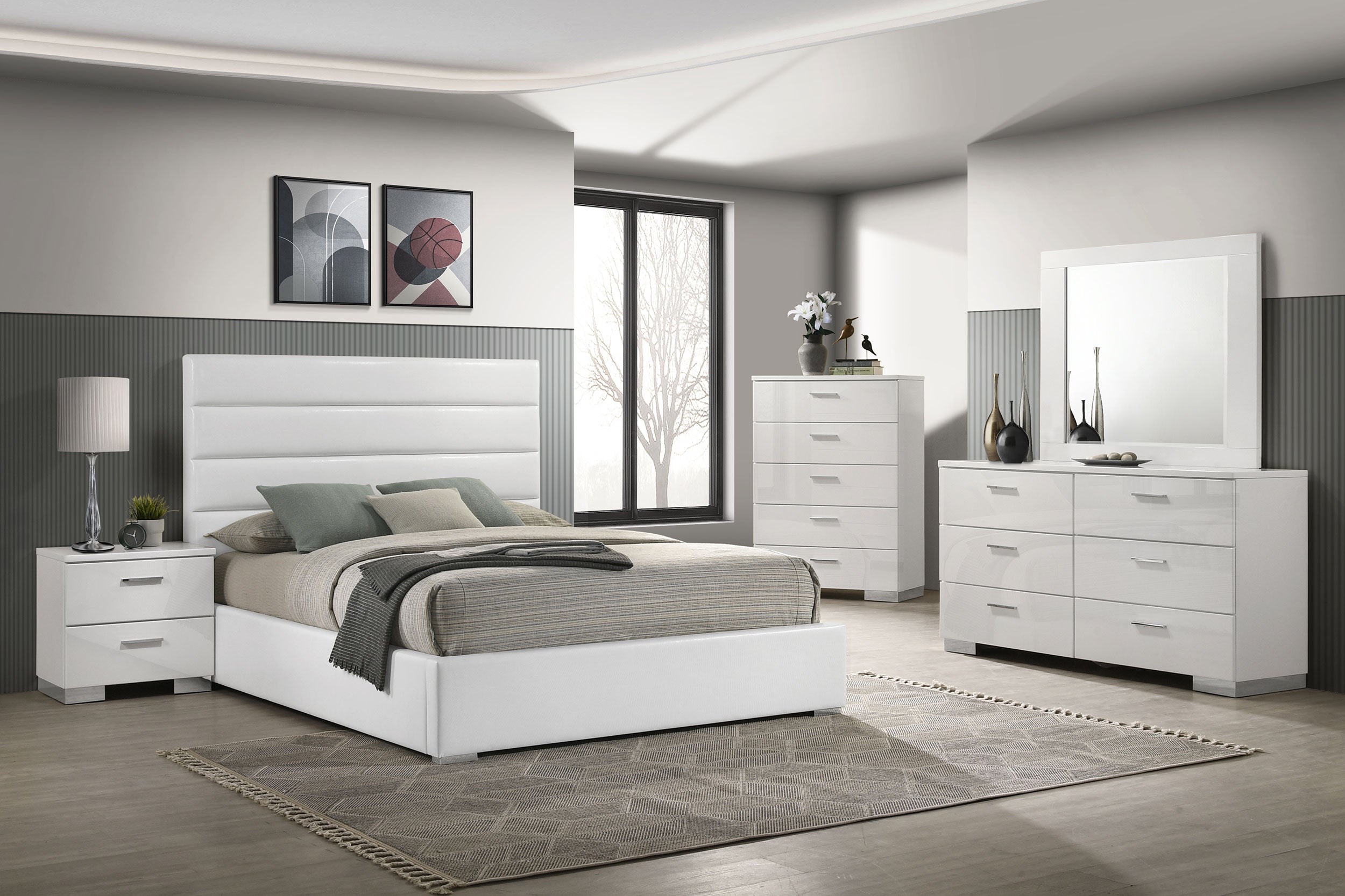 Felicity  Bedroom Set White High Gloss